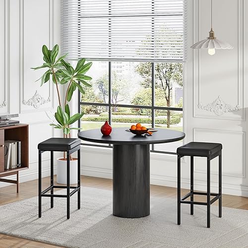 Miniatura 2 de HOOBRO Taburetes de bar, juego de 2 sillas de bar, taburetes de 24.8 pulgadas de altura, taburetes de desayuno, taburetes de cocina, tapicería de 2