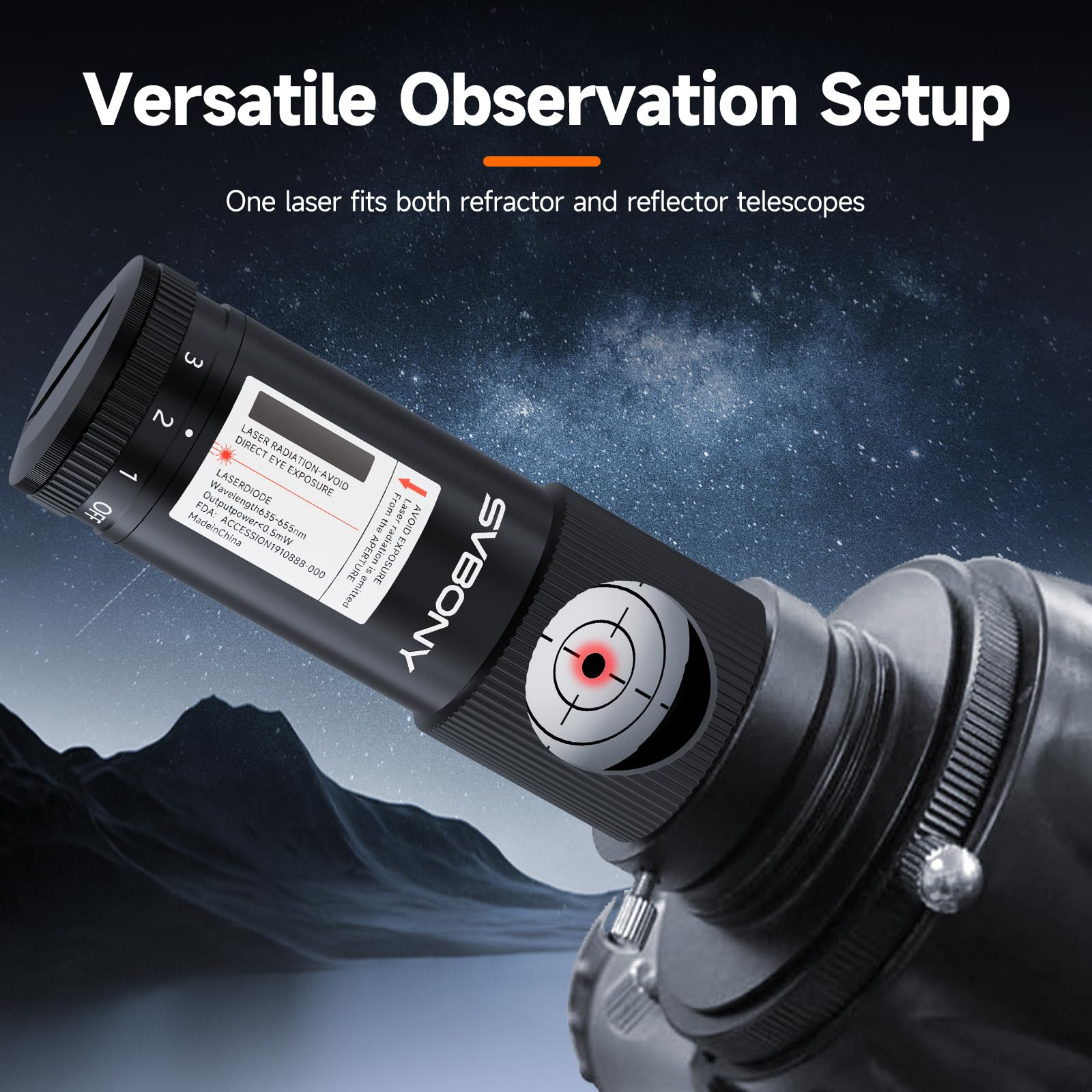 Svbony SV121 Kollimator für Teleskop 1,25'', 3 Helligkeitsanpassung, Dreieckige Positionierschraub, Doppelte Dichtungsringe, für Newton SCT Reflector Teleskop Astronomischen Beobachtung