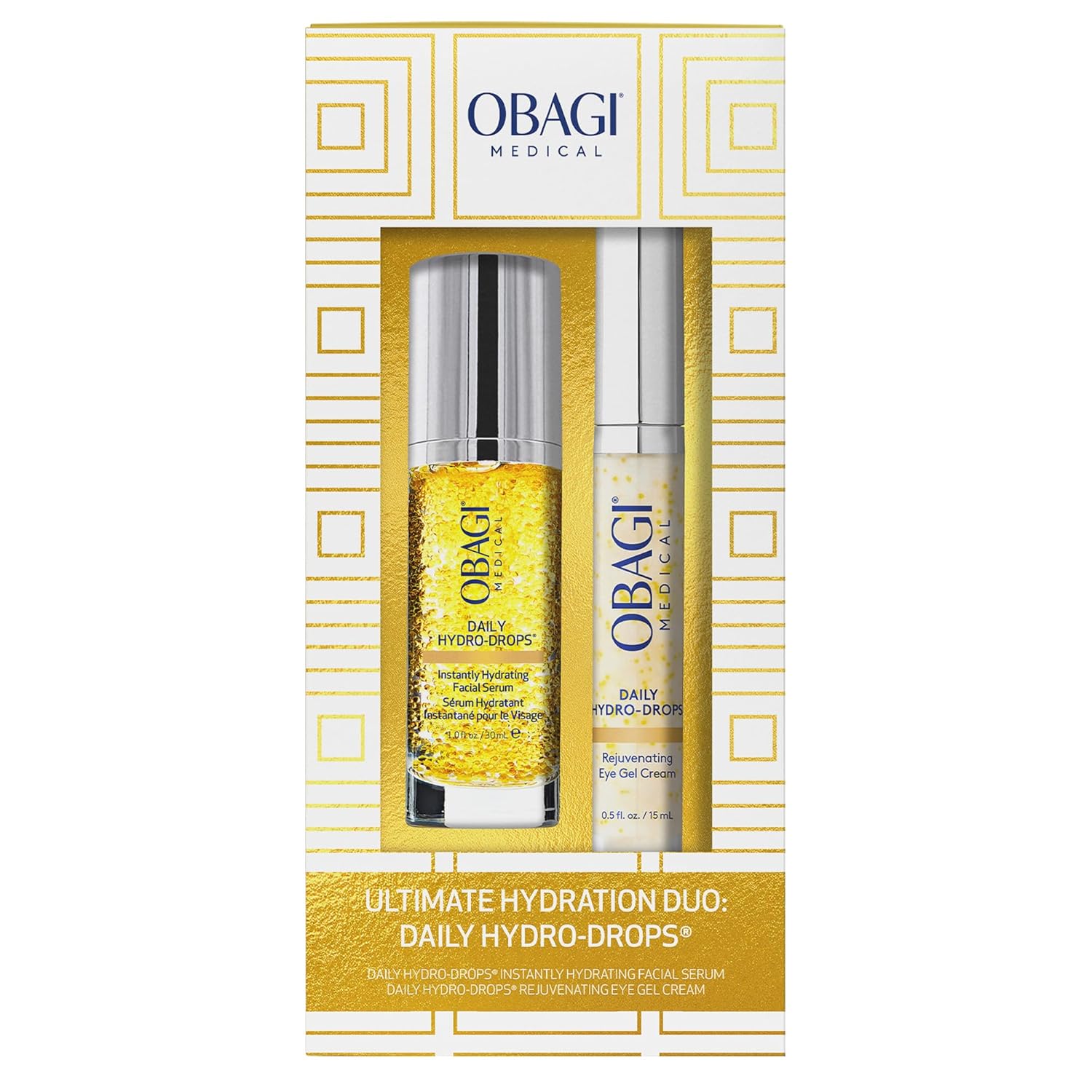 Obagi Daily Hydro-Drops Facial Serum & Rejuvenating Eye Gel Cream Set – 1oz Facial Serum Hydrates & Helps Soften the Appearance of Wrinkles & .5oz Eye Cream Instantly Brightens, Smooths, & Depuffs