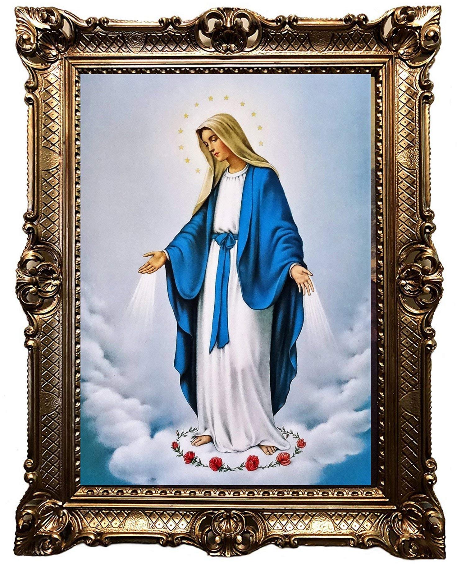 Mutter Jesu Christi Maria Magdelena Antik Barock Rahmen Barockrahmen mit Bild Wandbild 70x90cm Kunstdrucke Gemälde Religiöse Bilder Kunst von Heiligen Heiligenbild Repro für Home Büro Praxis Café 58B