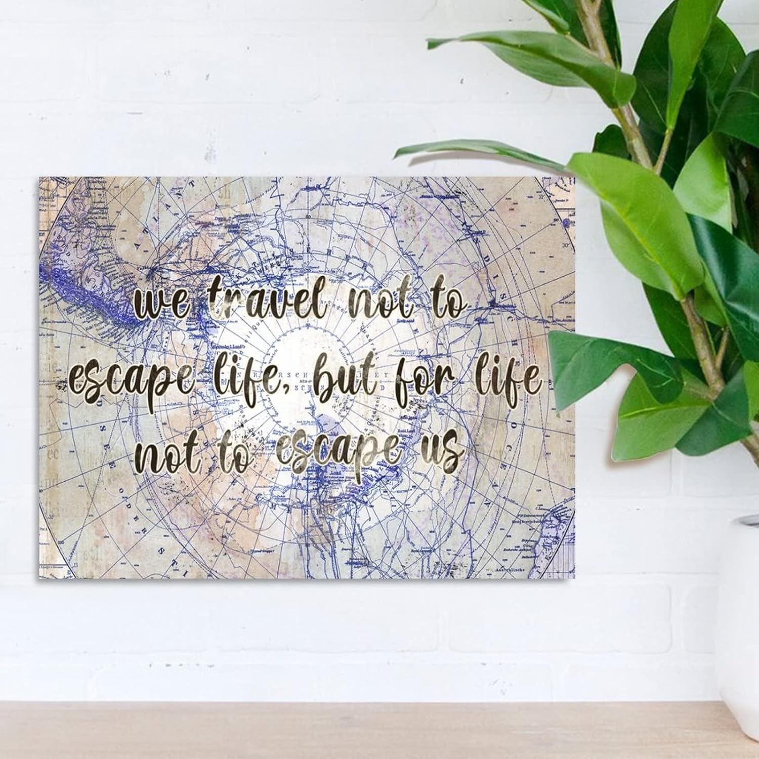 Nursery Decor Sign We Travel Not to Life Wall Decor Wood Signs Vintage Maps Antique Asia Map Wood Wall Plaque Entryway Front Porch Wall Decor 24x18in Housewarming Gift