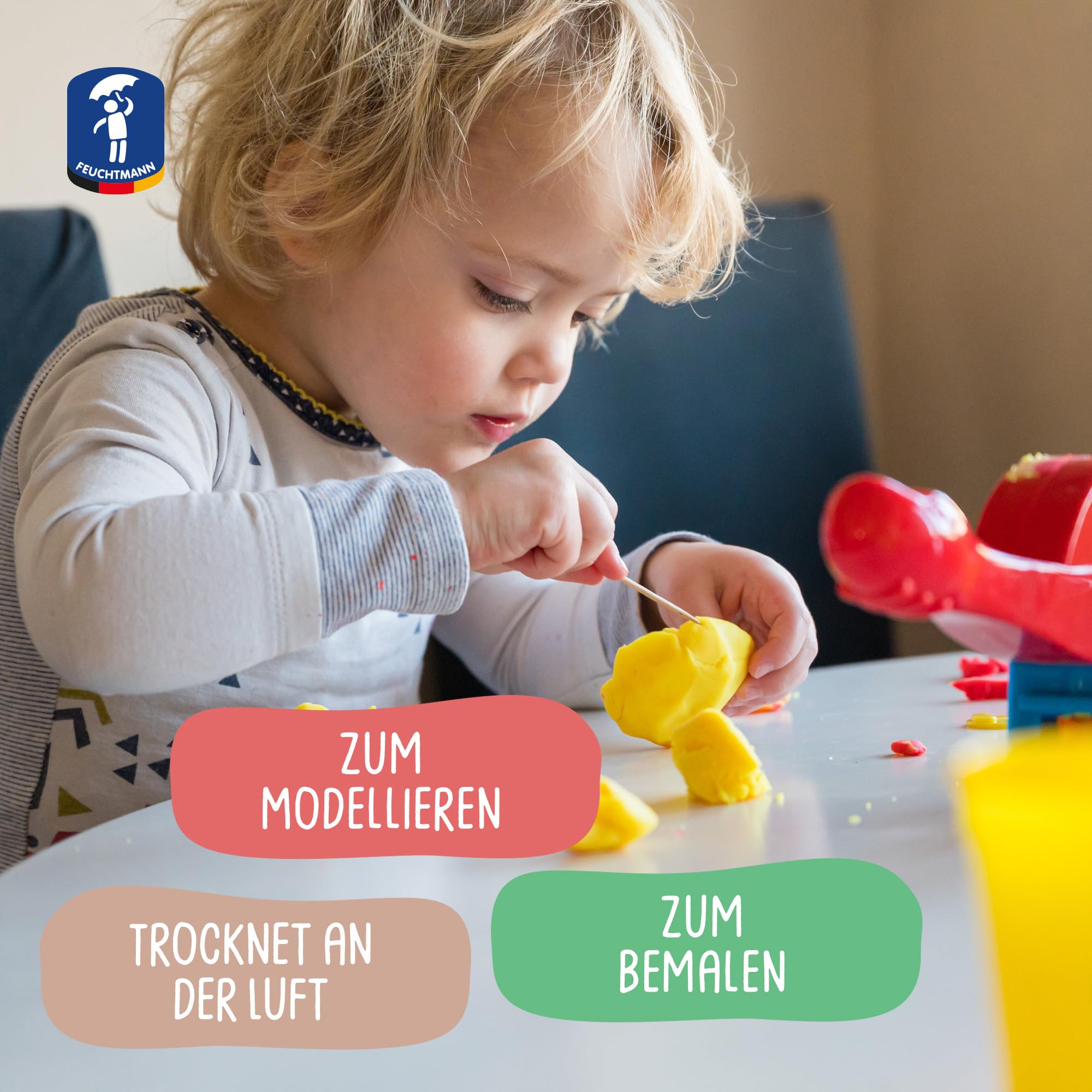 Feuchtmann Kinder Soft Putty Nature, 4 x 150 g Soft Children's Dough, Non-Toxic, Vegan and Gluten-Free - Image 2