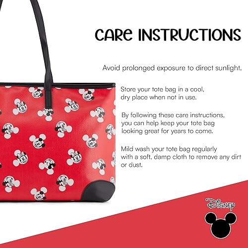 Miniatura 5 de Disney Bolsa de mano de Mickey y Minnie Bolso de mano para niñas, niños, adolescentes, adultos Mickey y Minnie Mouse de piel sintética sintética