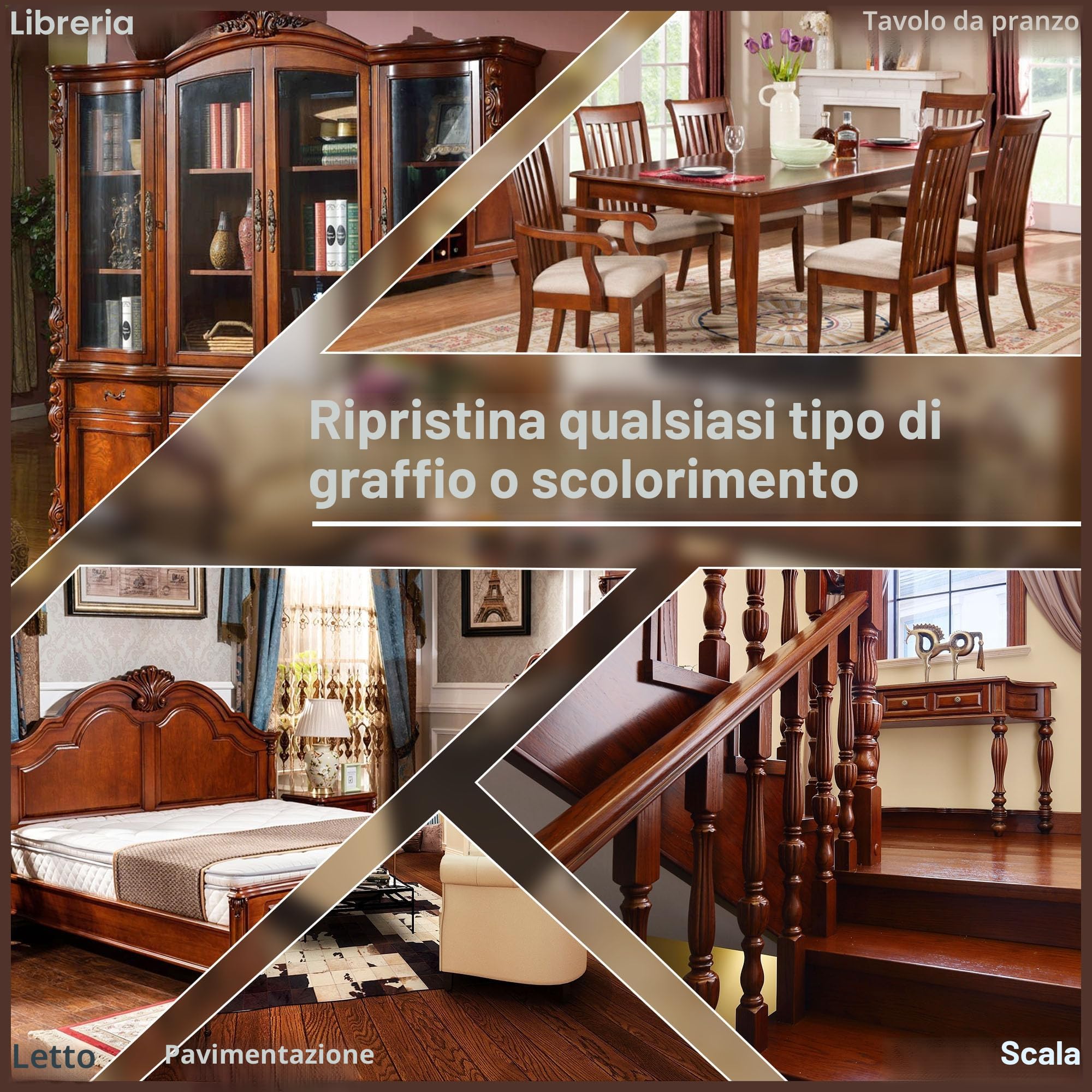 Kit di Riparazione di Mobili, 12 Colori Kit di Riparazione per Legno, Kit di Riparazione di Pavimenti in Legno, Stucchi per Legno per Ritocchi Riparazione di Graffi, Crepe, Scolorimento Superfici