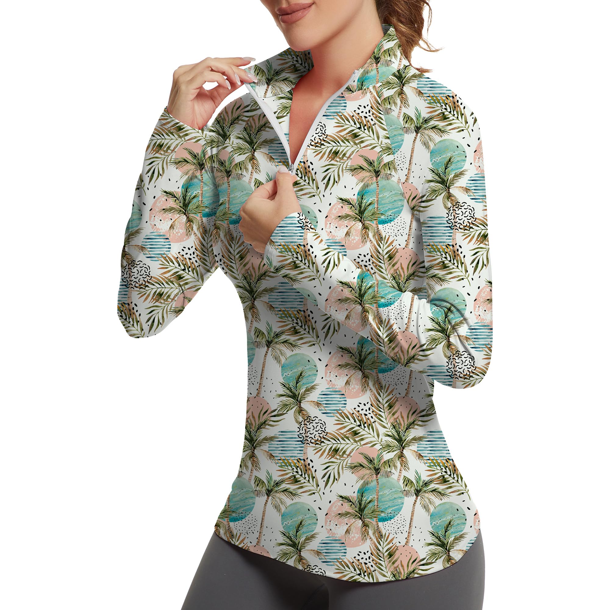 GGOV Golf Shirts for Woman UPF 50+ Sun Protection Quick Dry Lightweight Long Sleeve Polo Shirts for Woman Rash Guard