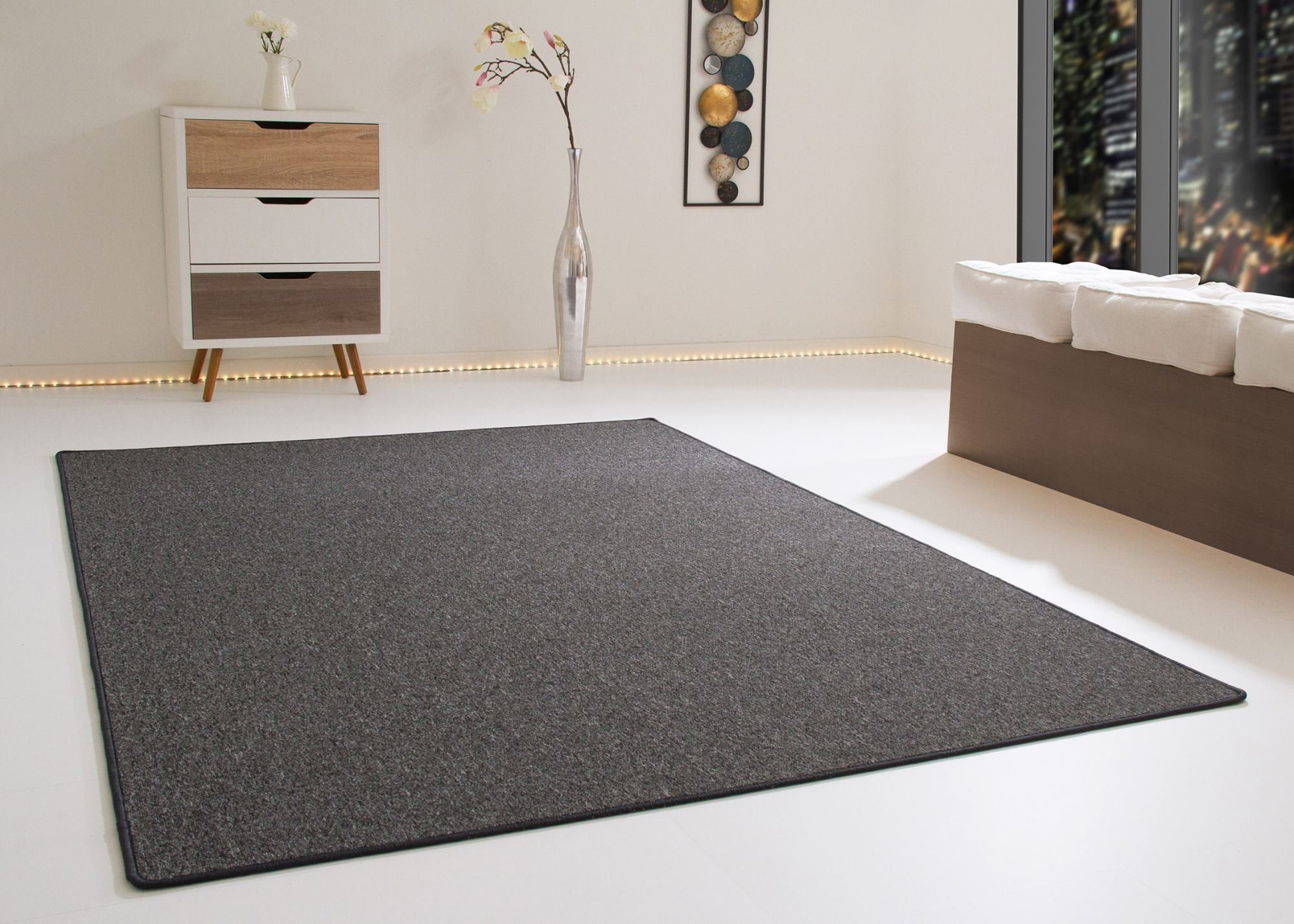 Steffensmeier Schlingenteppich Meddon, Esszimmer, Flur, für Haustiere geeignet in Anthrazit, GUT Siegel Zertifiziert, Größe: 160x230 cm