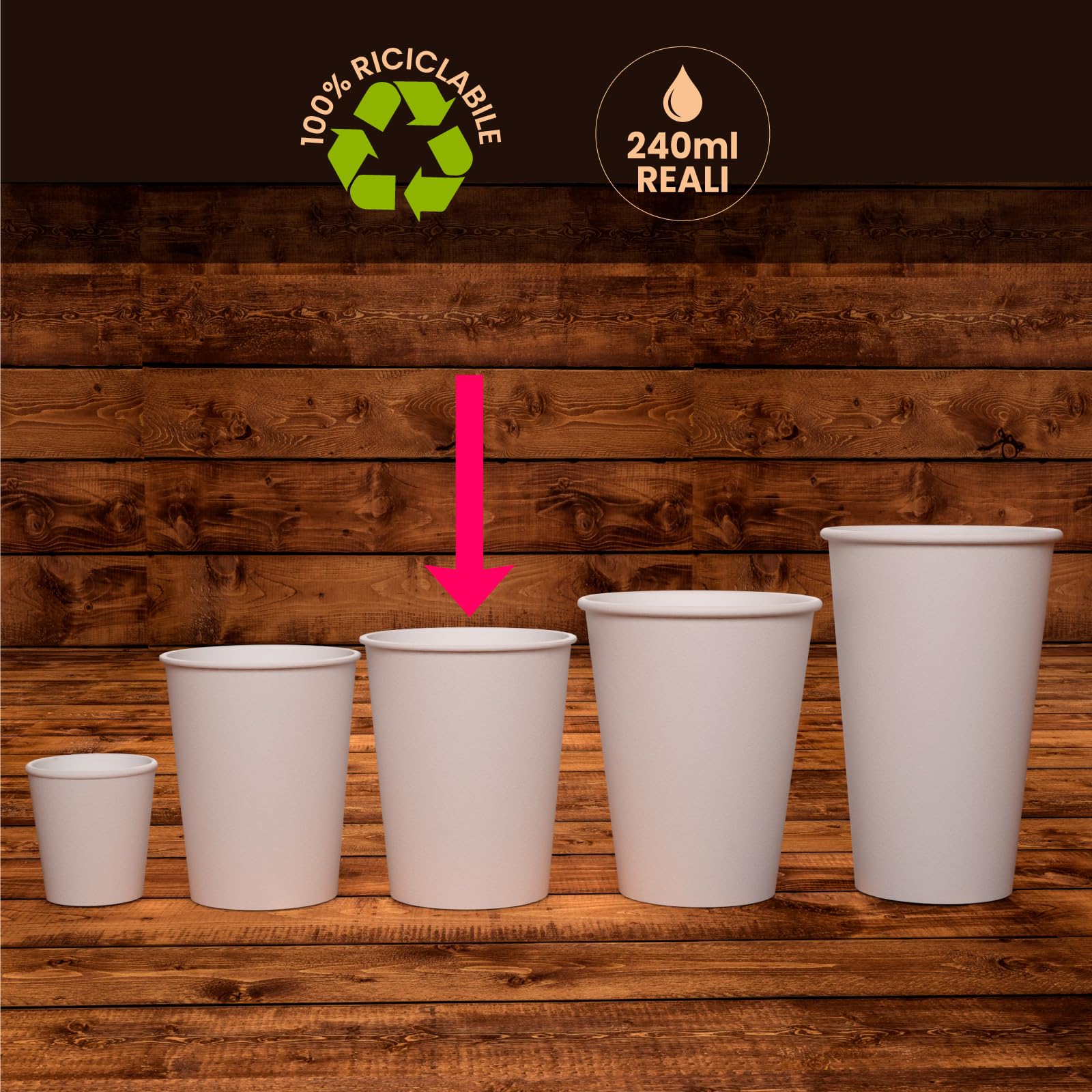 100 Bicchieri Bianchi in Carta Usa e Getta per Acqua Caffè Bevande Fredde e Calde da 200ml Made in Italy di Colore Bianco Biodegradabili Compostabili Ecologici Eco Friendly - 100% Carta