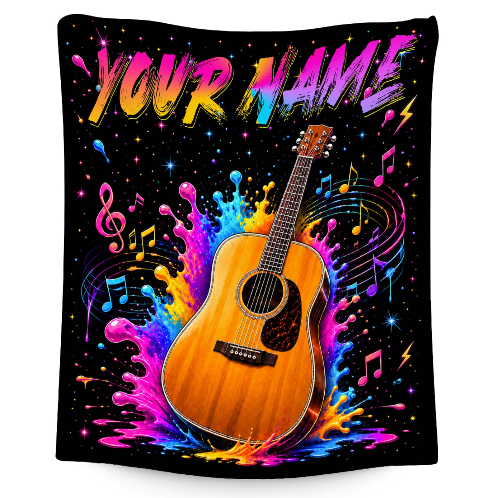 Guitar Gifts for Men, Custom Music Blanket for Guitar Players