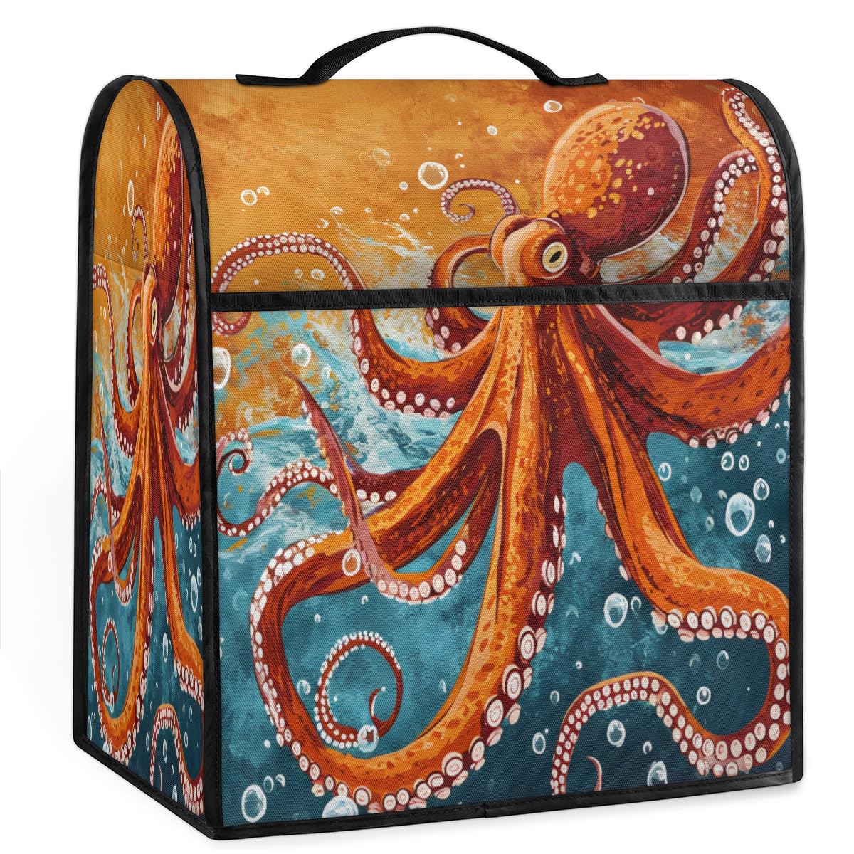 Coffee Maker Cover Ocean Octopus Red Kitchen Appliance Covers Small Appliance Covers Blender Cover Juicer Cover Dust Covers for Kitchen Appliances with Top Handle and Pockets,Washable,B163