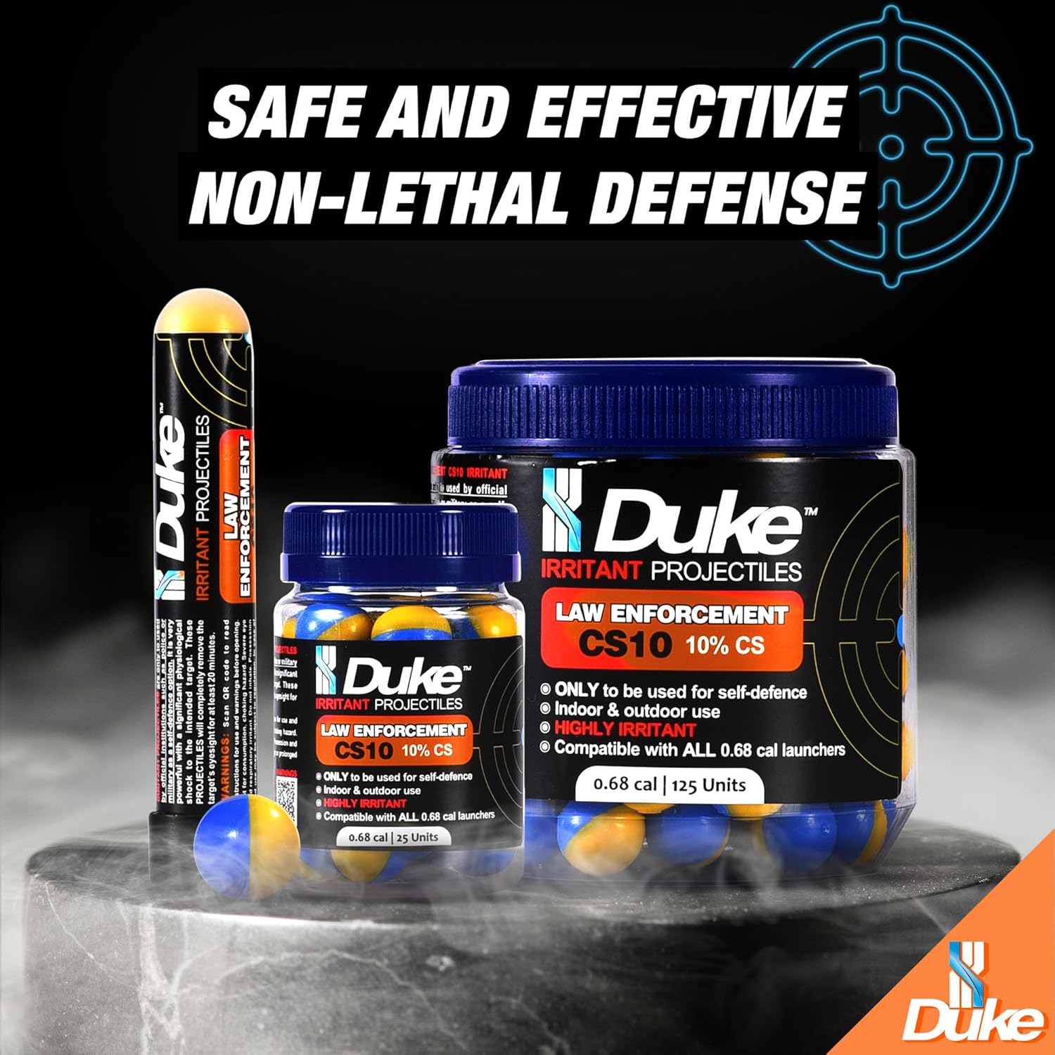 Duke LE CS10 Irritant Projectiles-Non Lethal Gun, 68 Caliber Pepper Balls for Self Defense, Non Lethal Self Defense Weapons, Compatible w/Pepper Ball Launchers for Home & Personal Protection