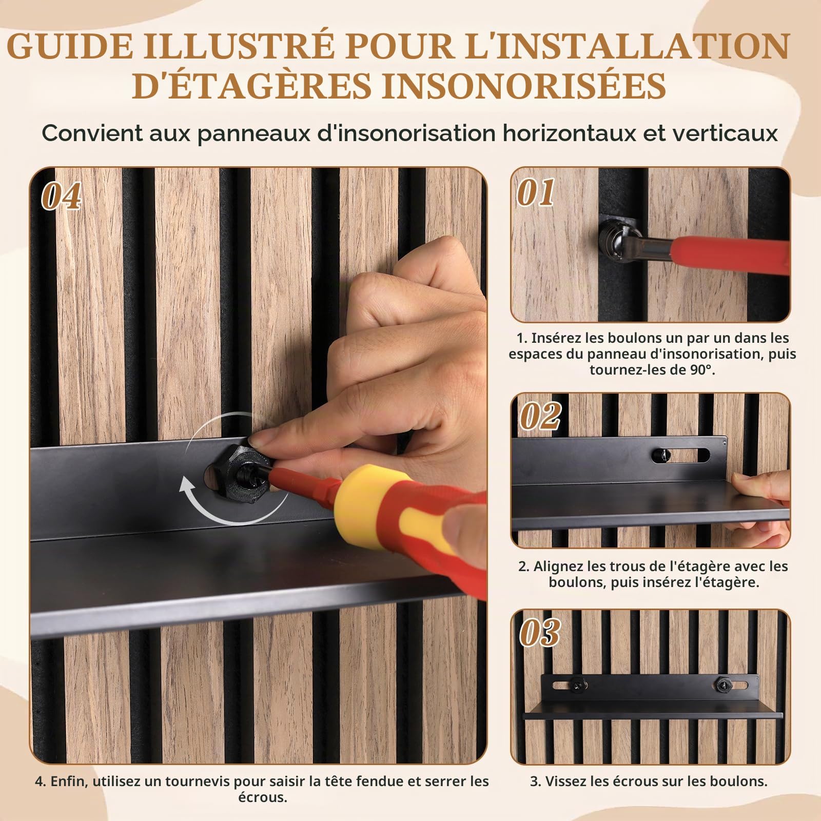 Étagère pour Panneaux Acoustiques sans Perçage 30 x 15cm | En métal Noir Accessoires de Panneaux Acoustiques, Panneau Acoustique Etagere pour Salon Chambre à Coucher, Bureau, Cuisine
