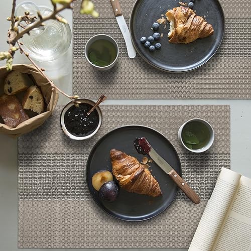 Miniatura 7 de Vinjiasin Juego de 4 manteles individuales con lentejuelas color marrón claro para interiores y exteriores, lavables, duraderos, resistentes al