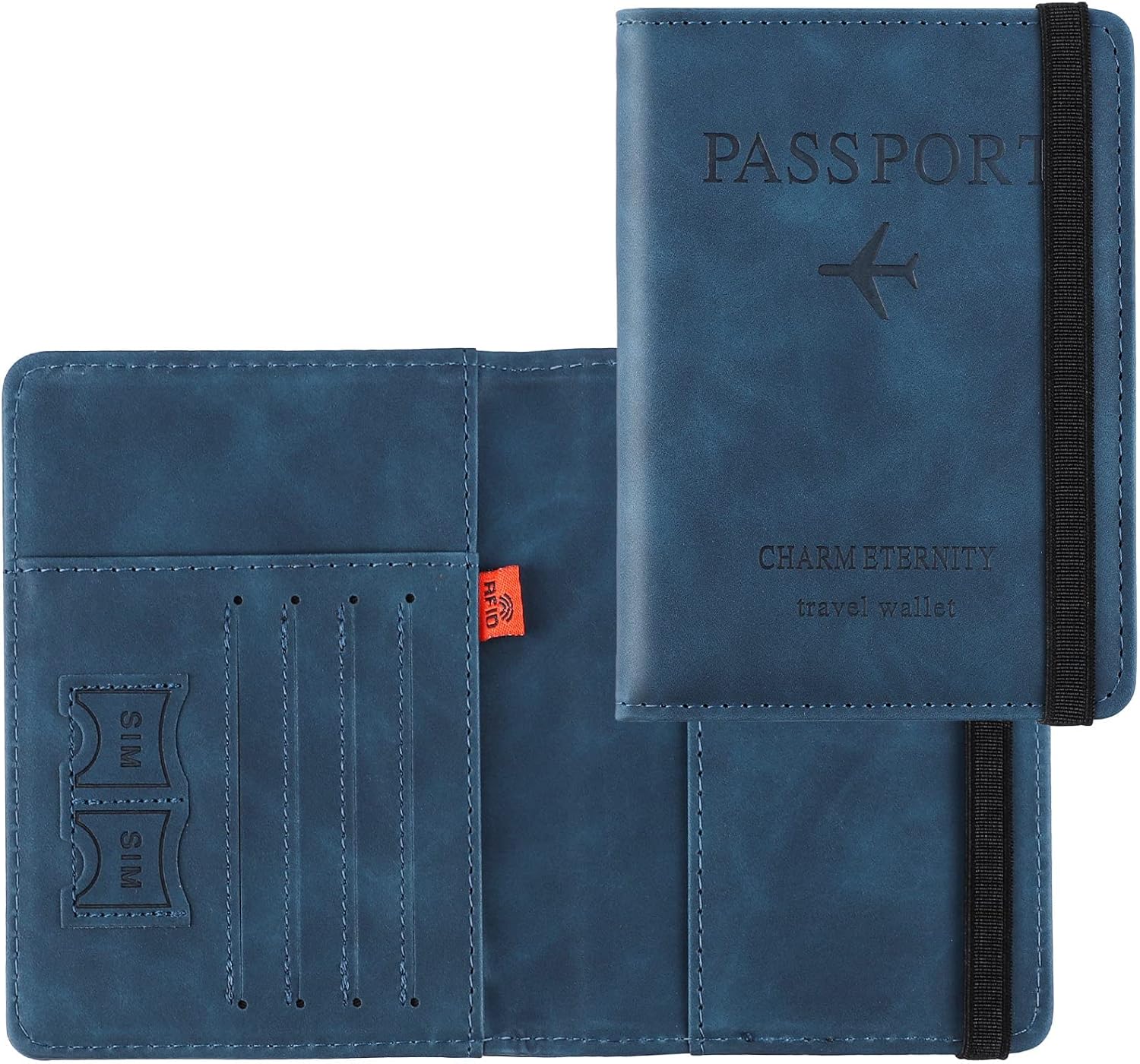 Passport Book & Card Holder, Passport Holder with Elastic Strap, PU