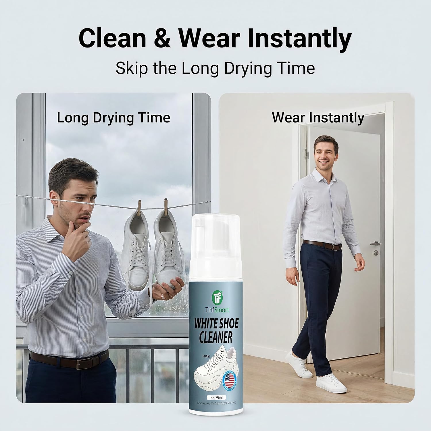 White Shoe Cleaner - 6.76 fl.oz Sneaker Cleaner Foam to Remove Stains & Dirt, for White Leather, Canvas, Mesh & Rubber Shoes (200ml)