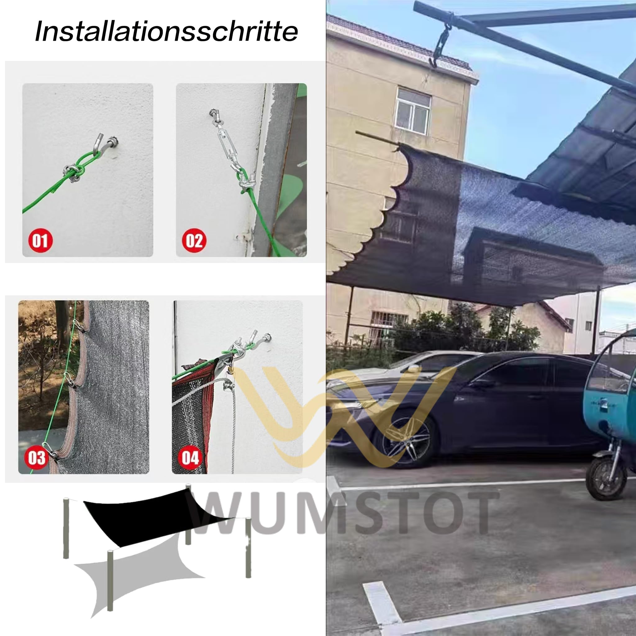 Schattiernetz 95% UV-Schutz dünnes PE Sonnenschutznetz für Pflanzen Garten Gewächshaus Terrasse, wasserdurchlässig mit Metallösen, Farbe Schwarz Größen 2x3m