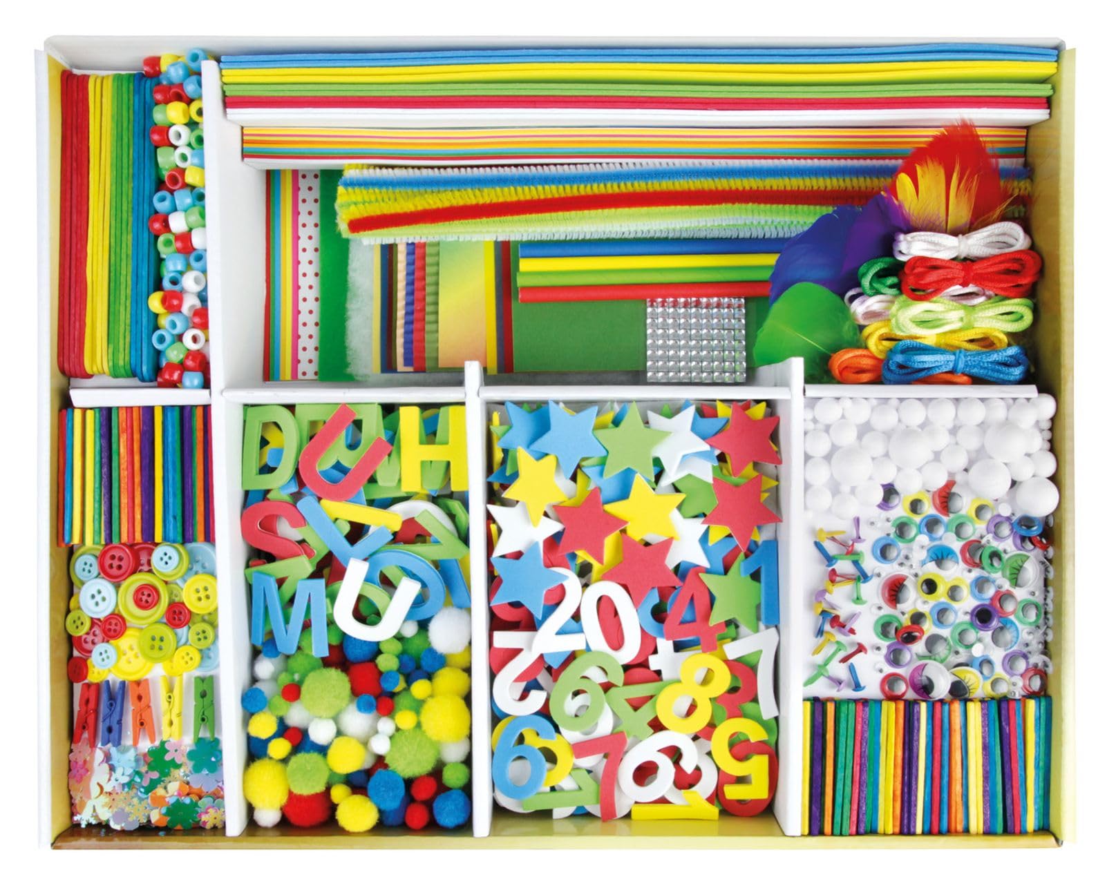 Lena Coffret Bricolage Premium XXL – 1300 Pièces, 30 Matériaux, Mallette De Rangement – Créatif Dès 5 Ans