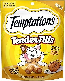 Temptations Tender Fills Roasted Chicken Flavor Crunchy and Soft Adult Cat Treats, 4.6 oz. Pouch (Pack of 10)