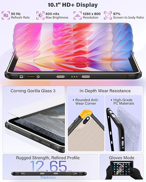 Ulefone RugKing Pad 2 Pro Tablet Rugerizada Android 16, 10200mAh, 10.1” Pulgadas 600 nits, 16GB+256GB IP69K Rugged, 4G LTE eSIM, 48MP Cámara IP68K Antigolpes, Lámpara, Dual SIM/OTG/NFC/GPS/Naranja - 4