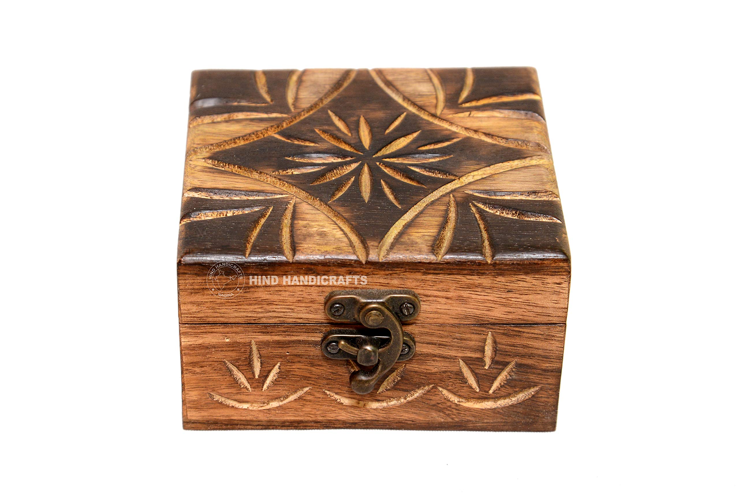 Antique Handmade Wooden Urn Tree of Life Engraving Handcarved Jewellery Box for Women-Men Jewel | Home Decor Accents | Decorative Boxes | Storage & Organiser (4.5