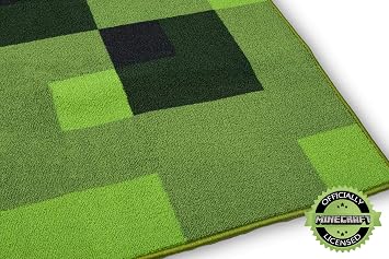 MINECRAFT Area Rug | Creeper Decorations Rug Features Creeper from Creeper Face Decorations | 39-Inch Square Area Rug