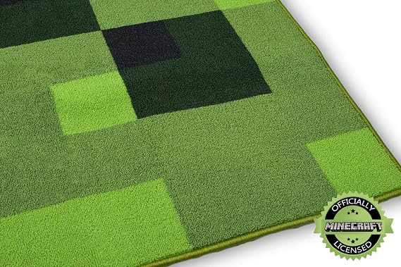 MINECRAFT Area Rug | Creeper Decorations Rug Features Creeper from Creeper Face Decorations | 39-Inch Square Area Rug