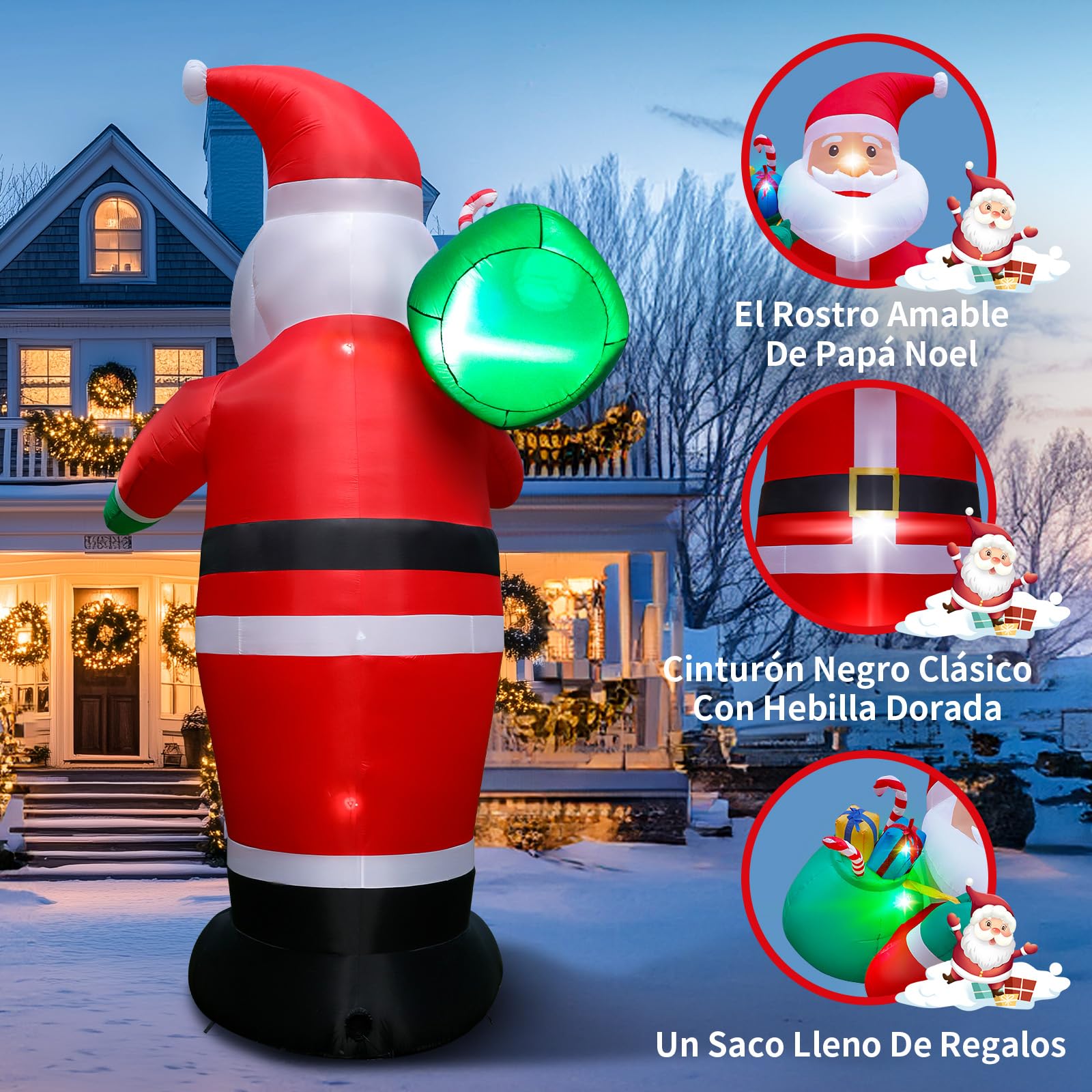 427CM/14FT Papá Noel Decoración Exterior – Papá Noel Gigante de Pie, Impermeable con Leds Integradas para Jardín, Césped y Fiesta de Navidad – Decoracion Navidad Exterior