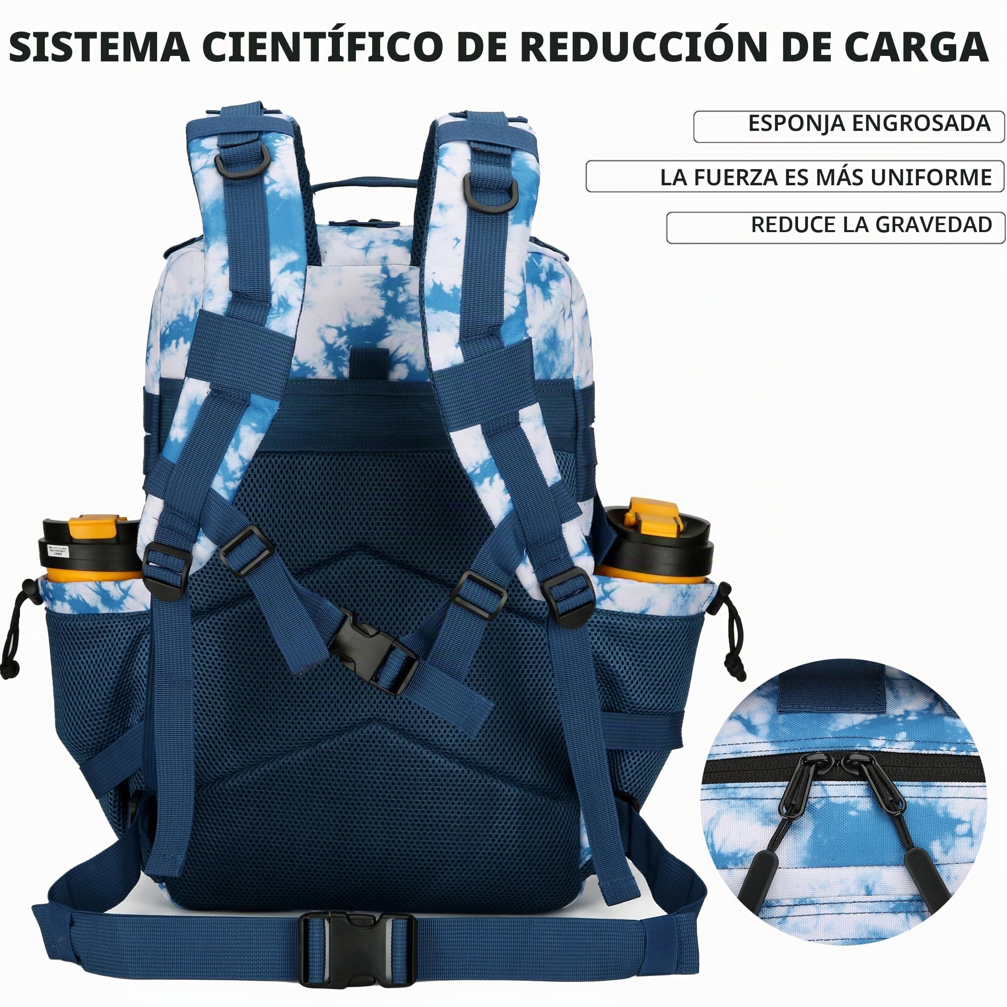 Lovelinks21, Mochila táctica de asalto con sistema de fijación modular Molle, mochila impermeable de 45 litros para 3 días, Azul Coral, L, Mochila