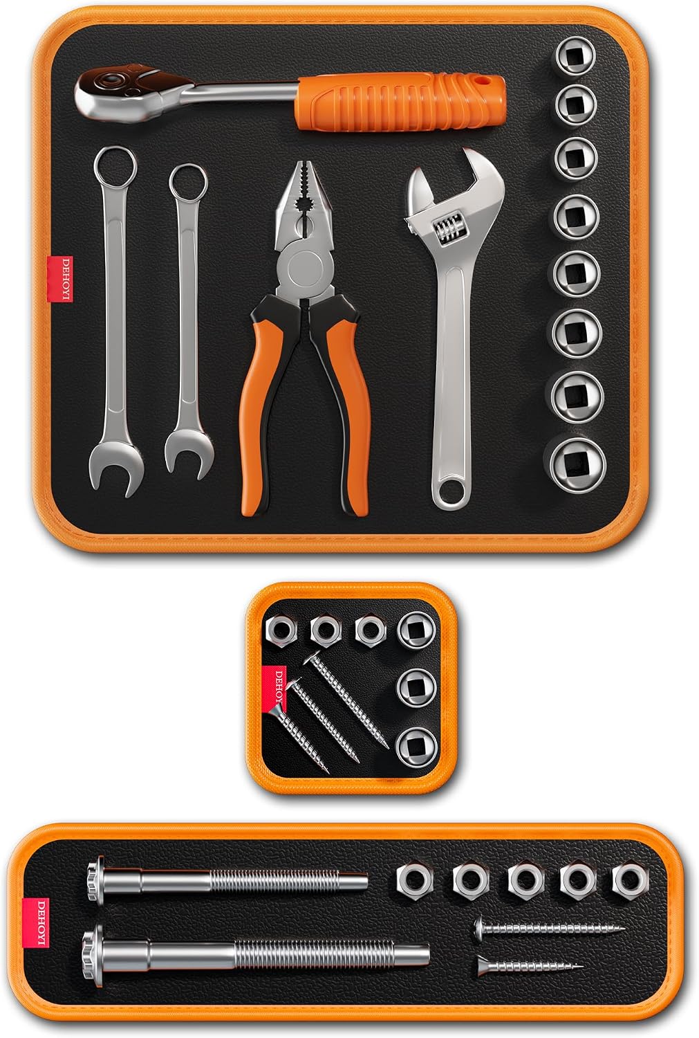 3-PCS Flexible Magnetic Tool Mat Set, Magnetic Organizer for Tools, Screws, Nuts & Metal Parts, Scratch-Free Design for Garage, Workshop & Auto Repair, Mechanic Gifts