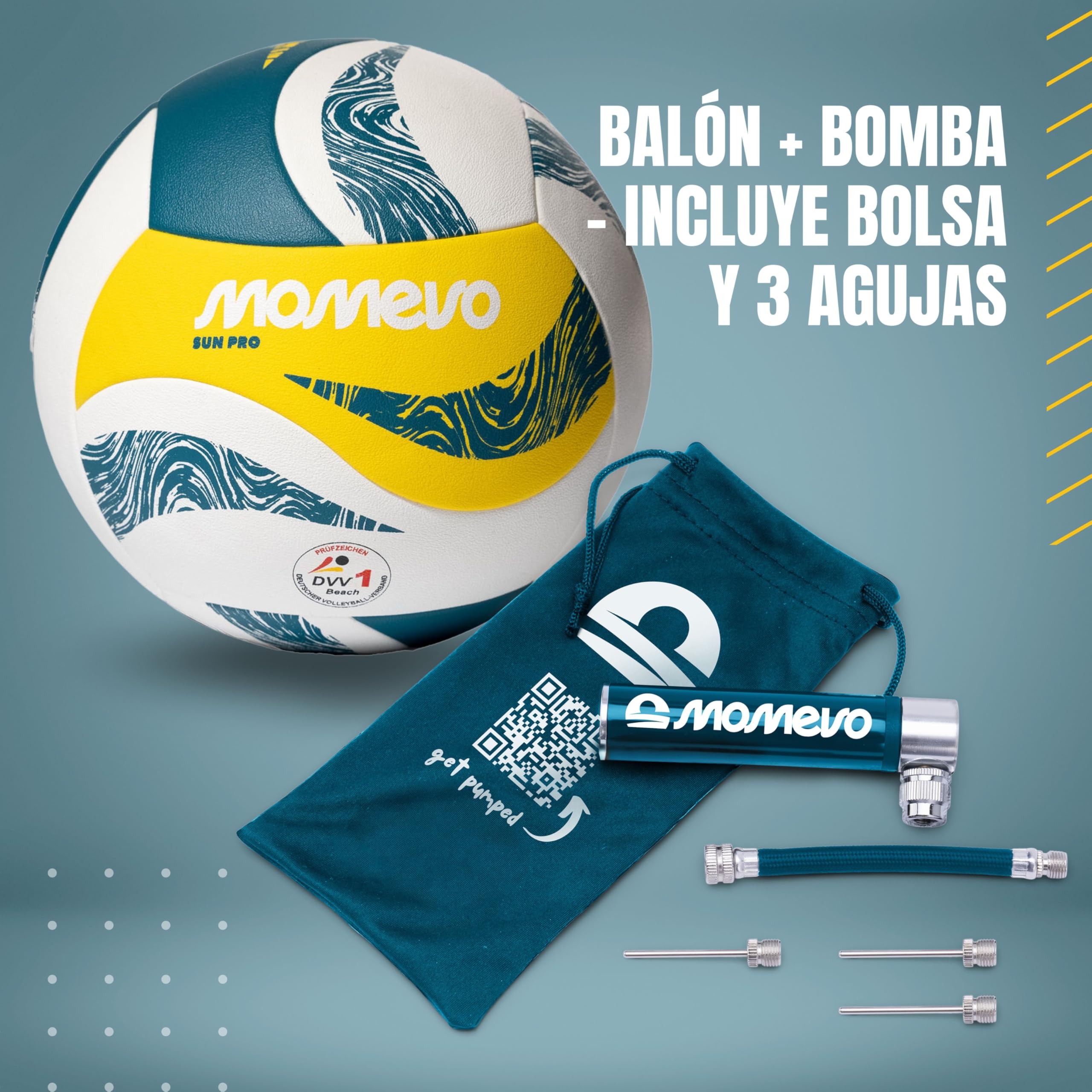SunPro - Balón de Voleibol de Playa Oficial, confirmado DVV, tamaño 5, Superficie de Suave Microfibra de Poliuretano, para Playa y Deportes al Aire Libre, Idea de Regalo
