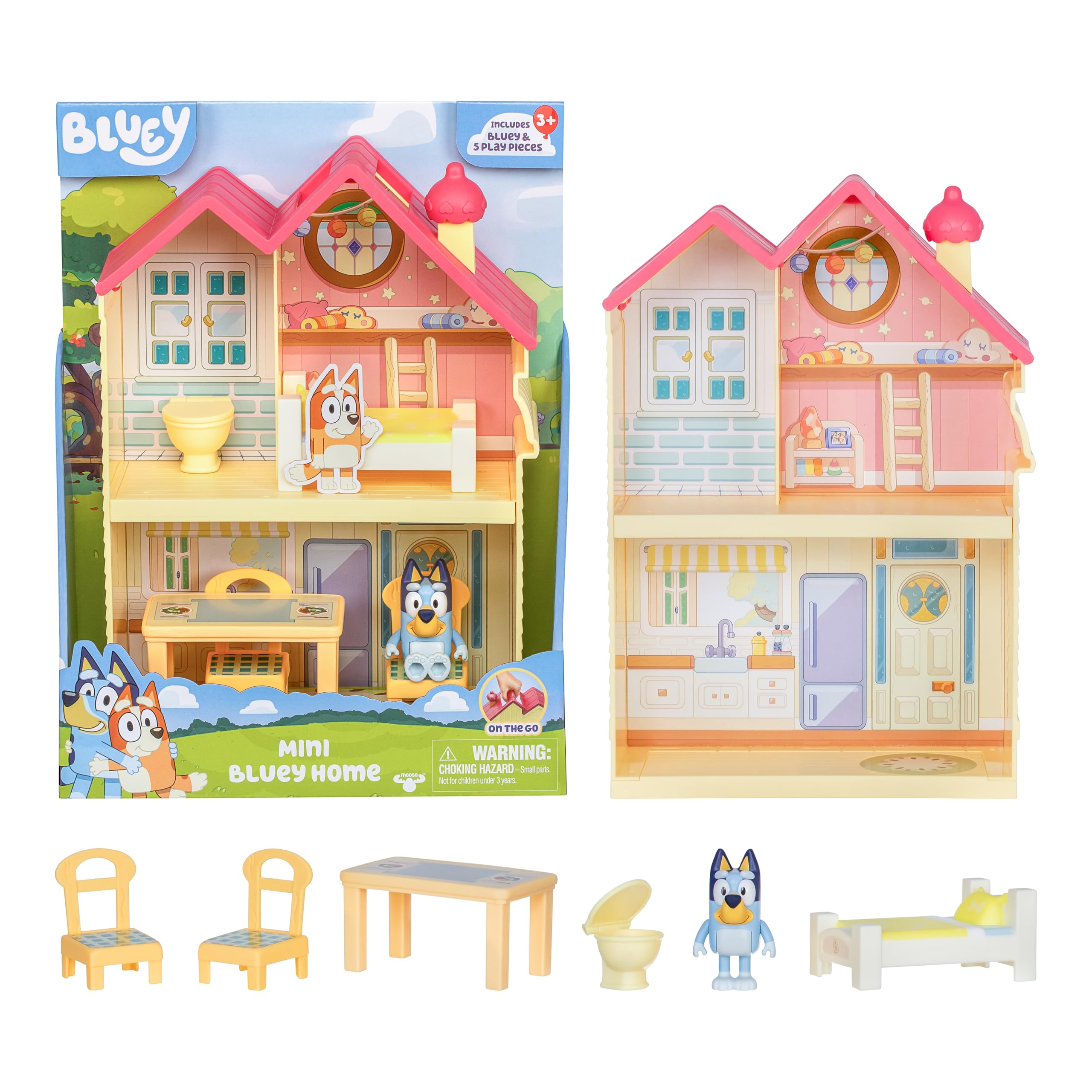 Bluey Set de Juego: minicasa portátil con cocina, baño, dormitorio y 5 accesorios 8