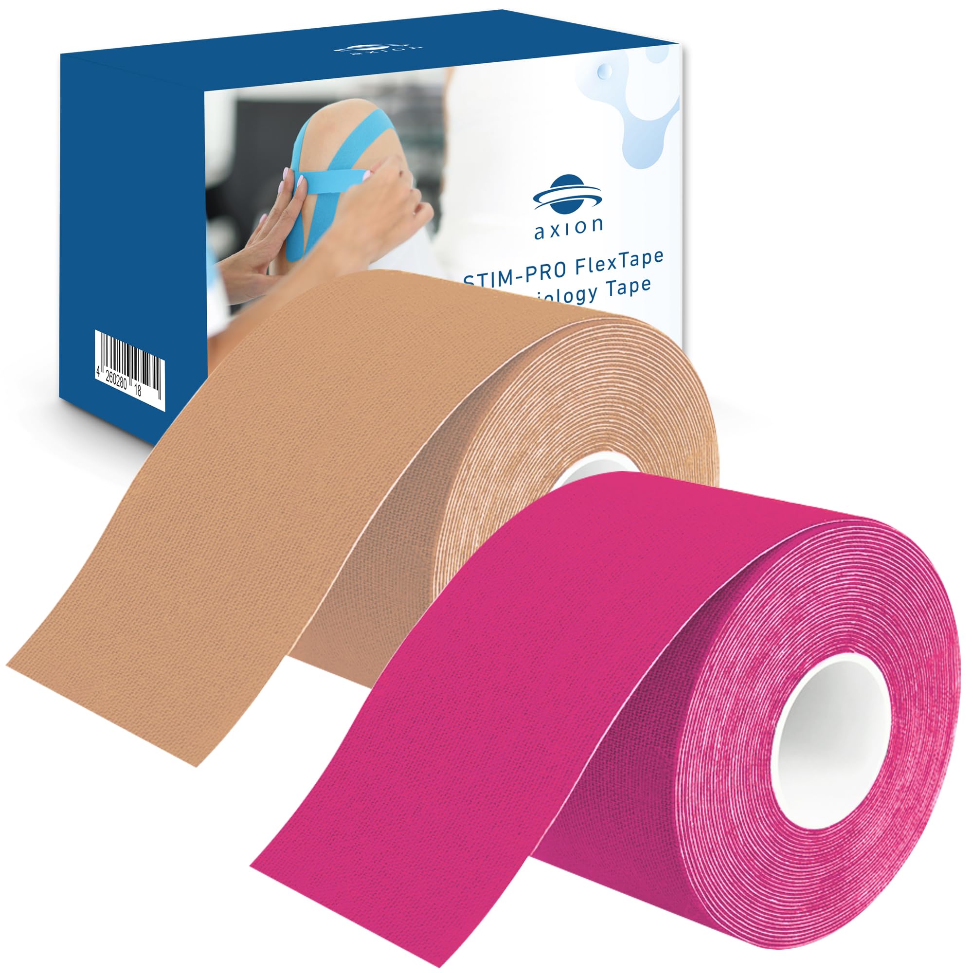 Kinesiology Tape Uncut 2 Rolls of Athletic Sports Tape in Pink and Beige 16ft Length and 2 Width