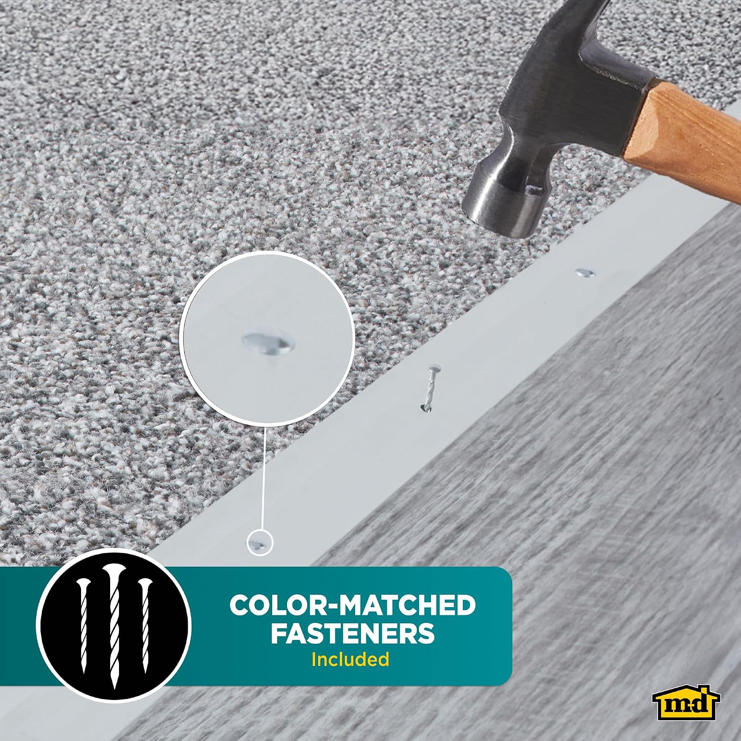 M-D Building Products 66092 1-3/8 In. X 36 In. Polished Aluminum Carpet Trim w/Screw Nails