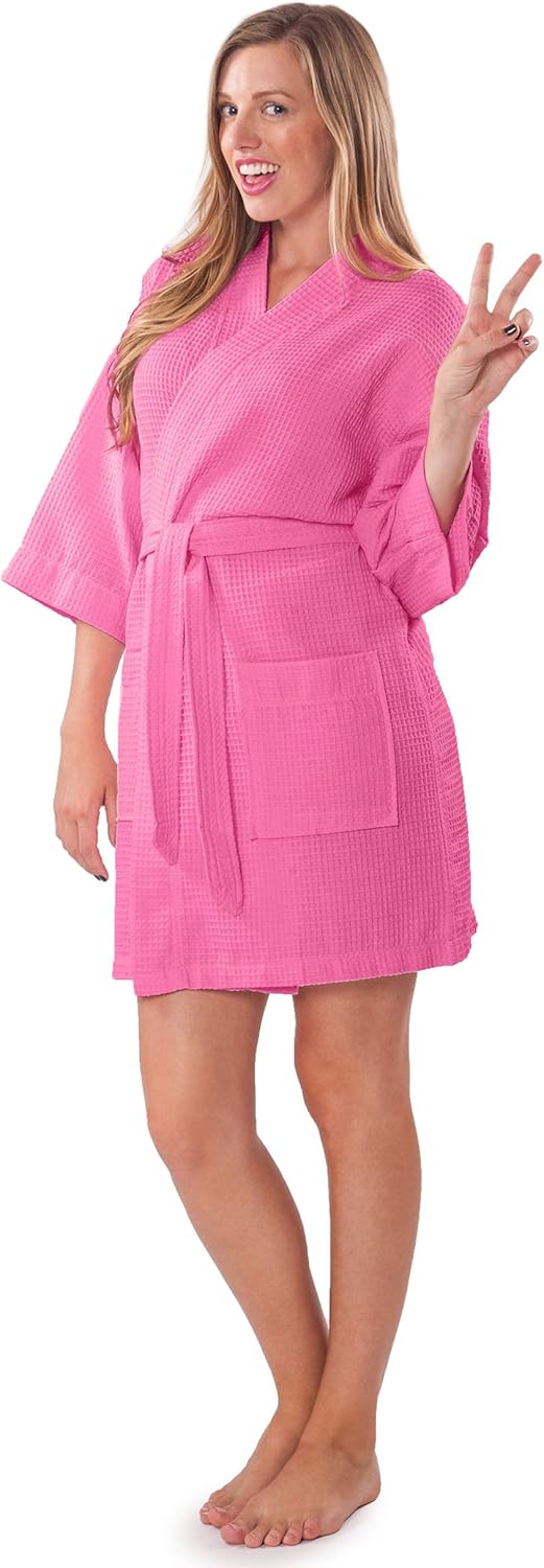 Turquaz Lightweight Short Robes For Women Waffle Kimono Bathrobe - Soft, Fast-Drying, Long-Lasting Cotton Blend - Image 4