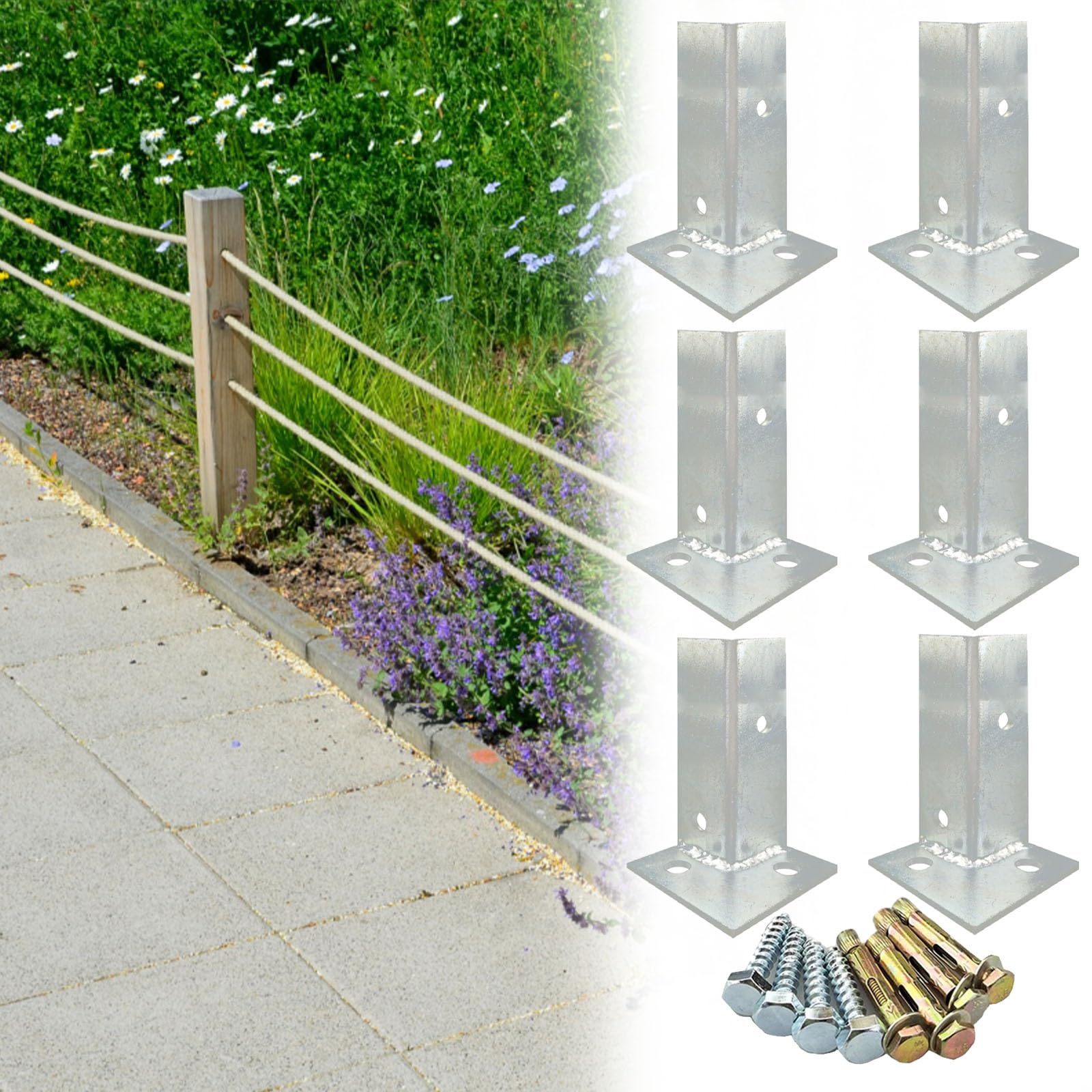Pgpgp One Color Galvanized Concrete Post Anchor 2X2 Inch Adjustable Base For Decks, Fences, And Pergolas(6Pcs 40X40x100mm)