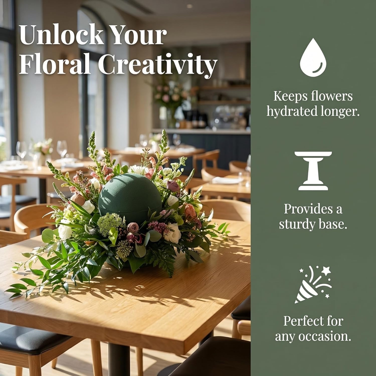 KALLORY Floral Foam Balls 2 Pack Perfect for DIY Flower Arrangements Wedding Decor Home Decoration Centerpieces