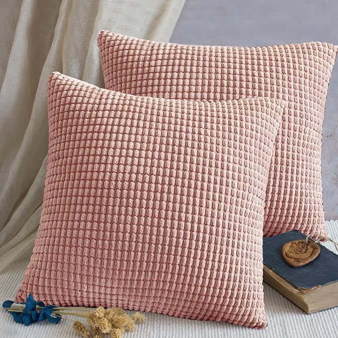 TAN.TOMI Corduroy Cushion Cover, Solid Coloured, Set of 2, Cushion