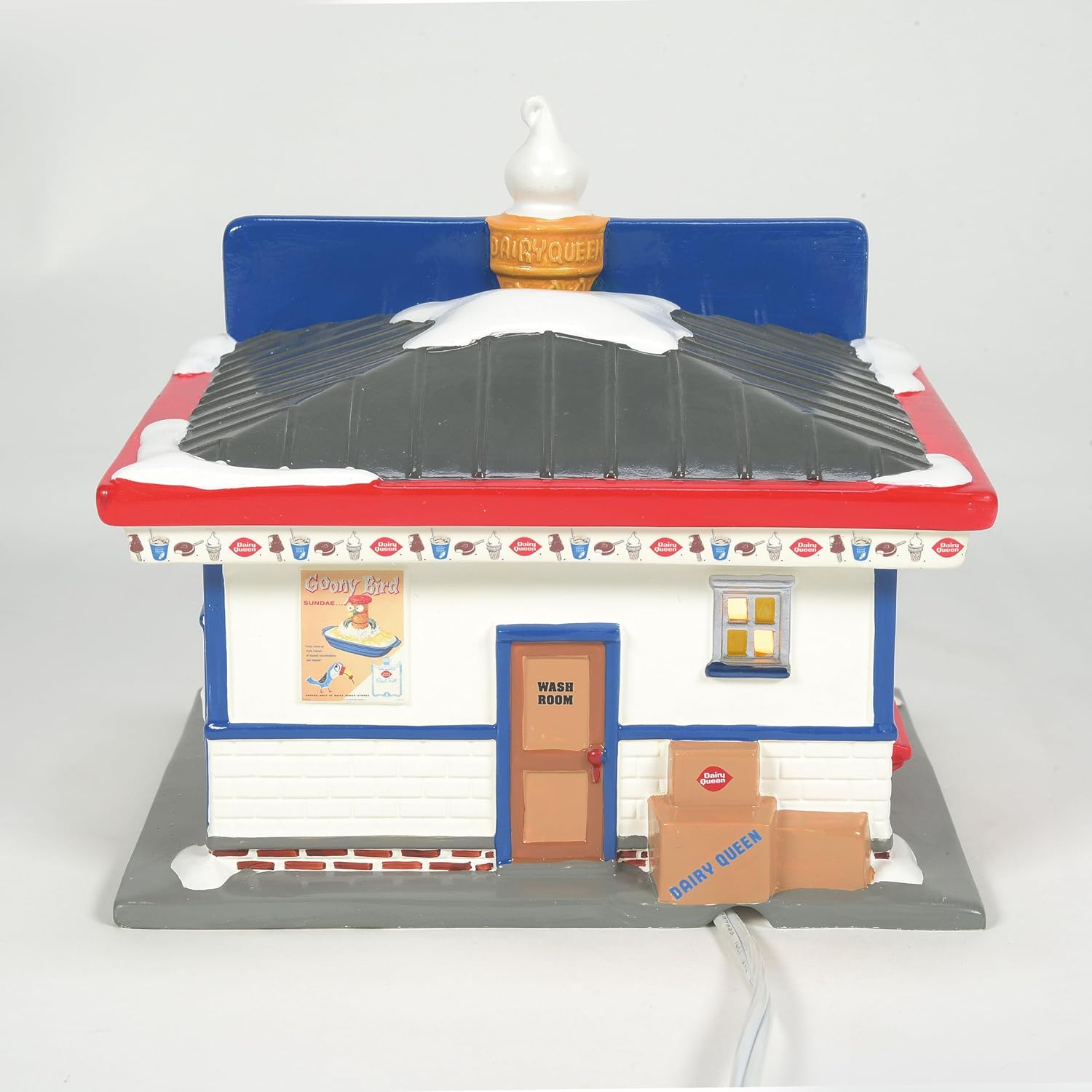 Department 56 Original Snow Village Dairy Queen Ice Cream Shop Lit Building, 5.63 Inch, Multicolor