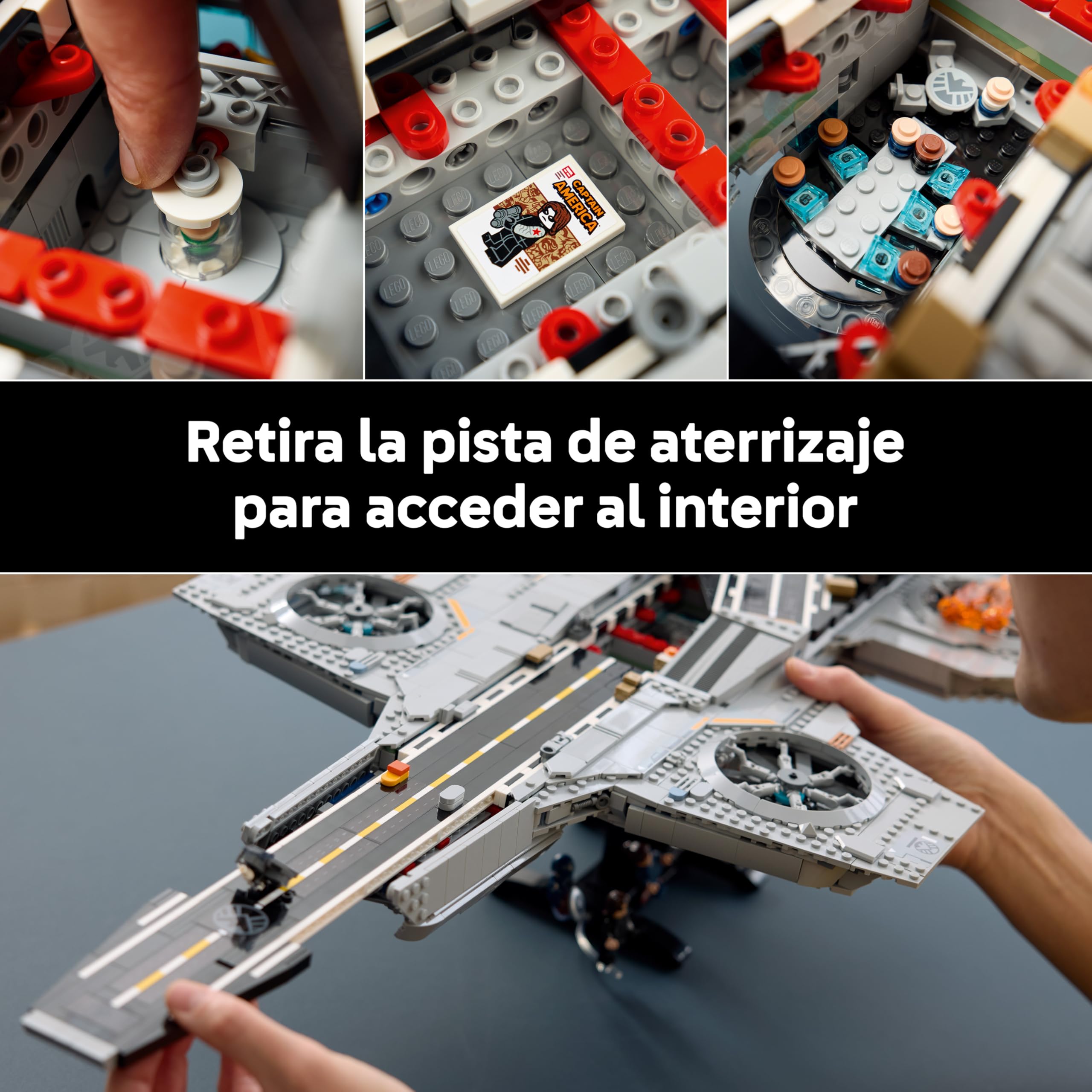LEGO | Marvel Helitransporte de S.H.I.E.L.D. – Kit de Construcción para Adultos de Portaaviones – 6 Minifiguras inc. Capitán América y Nick Furia – Decoración para la Estantería - Idea de Regalo 76354