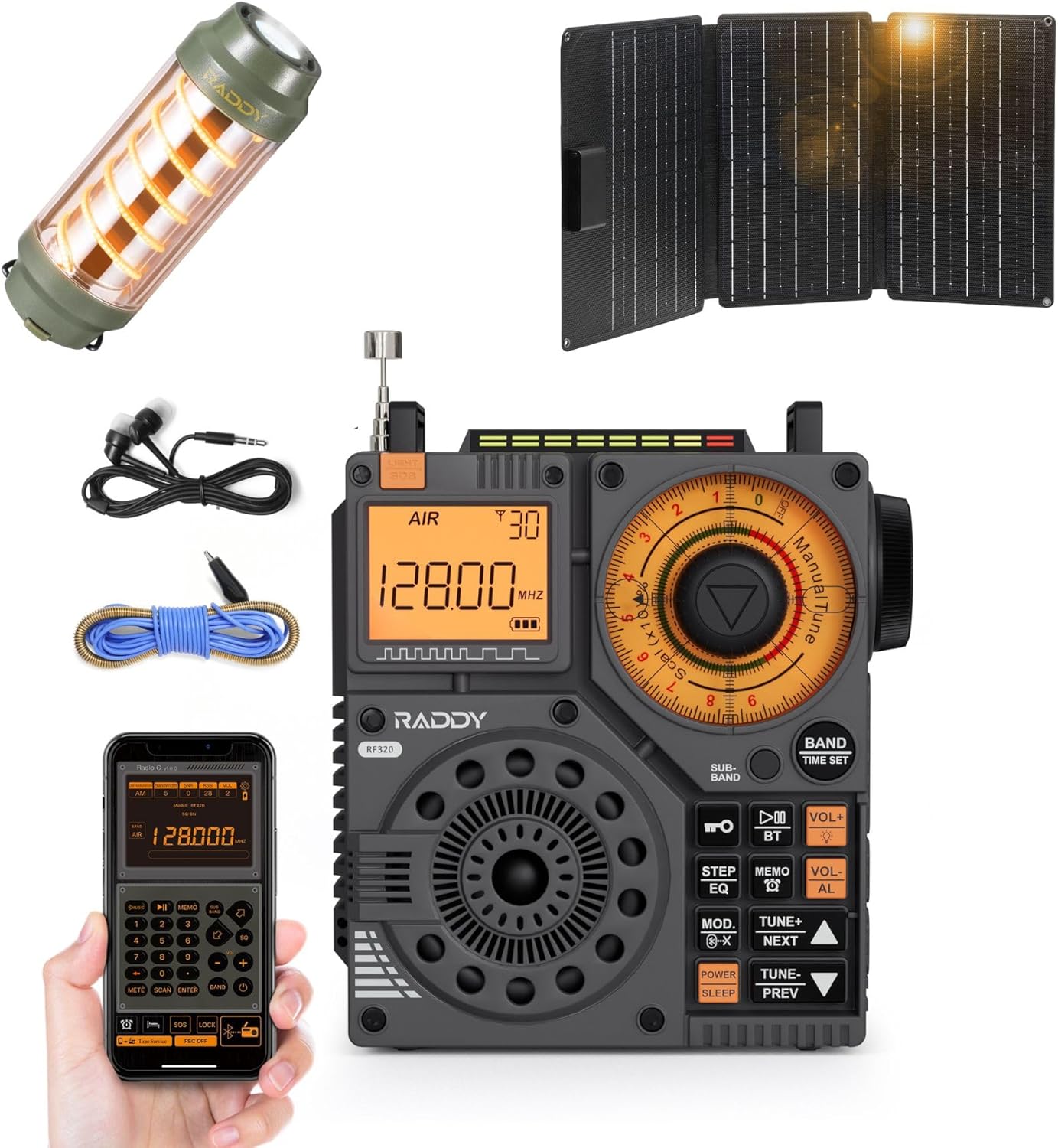 Amazon.com: Raddy RF320 APP Control Shortwave Radio, AIR/FM/AM/VHF/SW ...