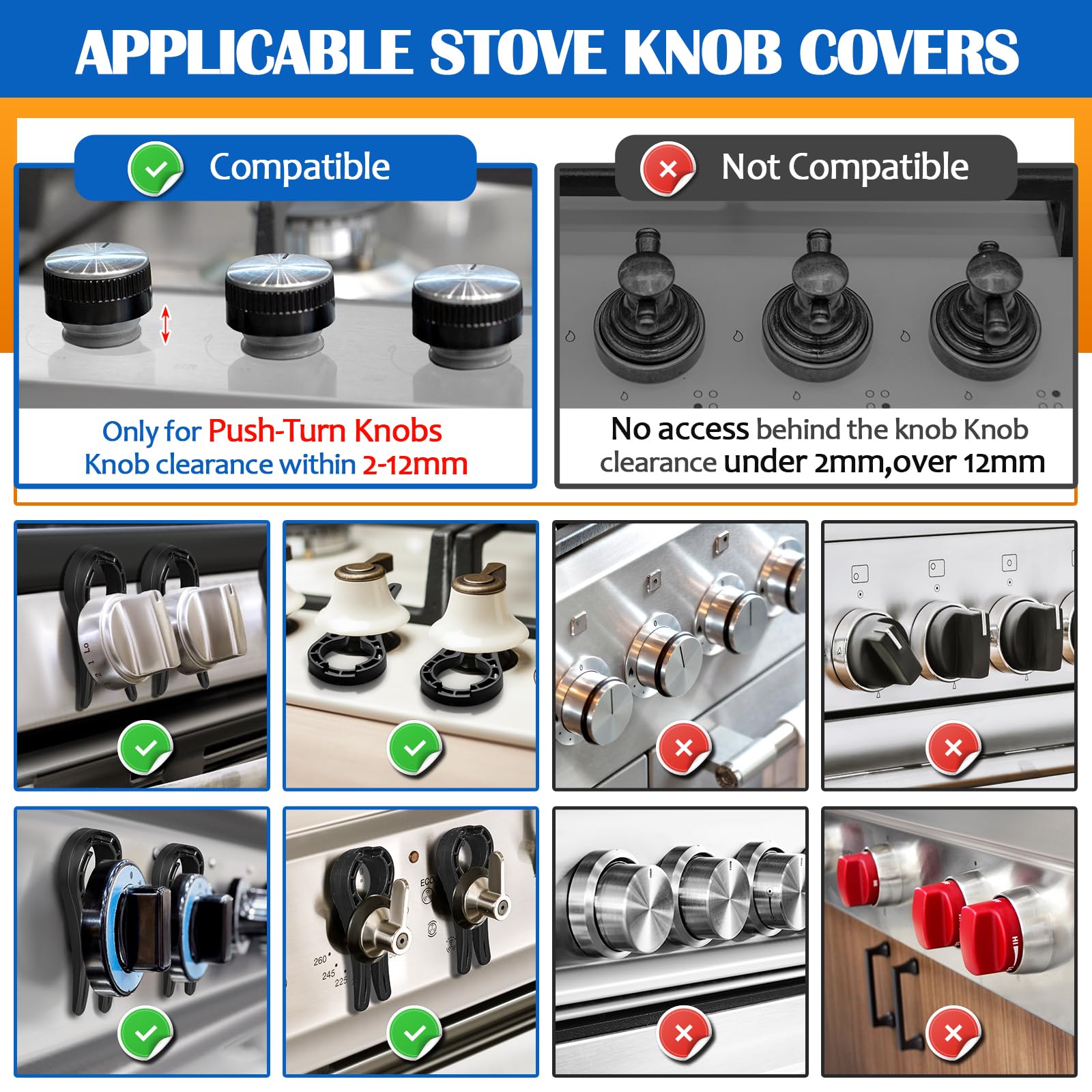 DAFUWENG Stove Knob Safety Covers for Child, Gas Stove Knob Locks, Stove Knob Safety Cover for Baby and Pet (Black)