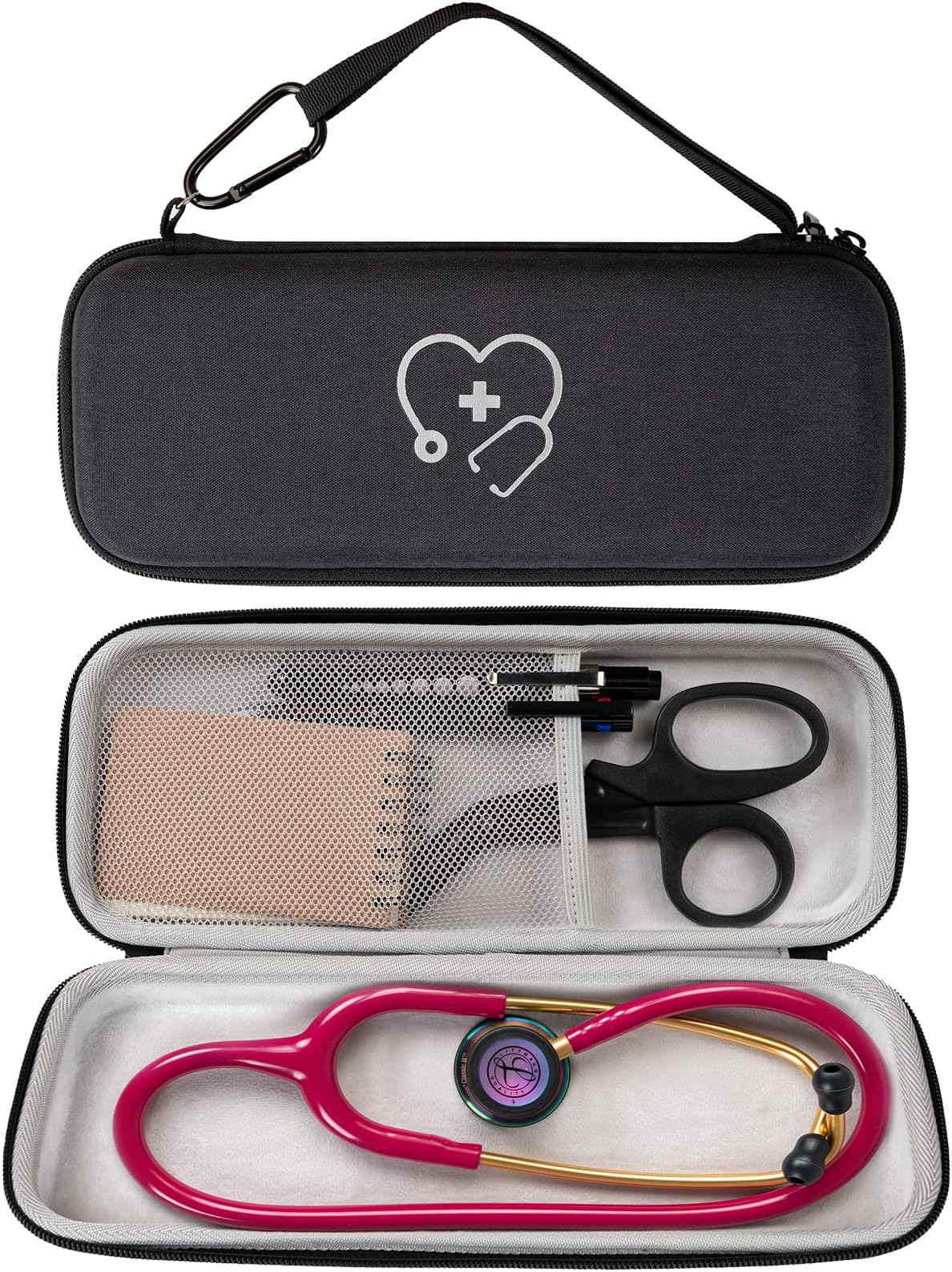 ProCase Stethoscope Case for 3M Littmann Classic III, Lightweight II S.E, MDF Acoustica Stethoscope, Cardiology IV Stethoscope, Hard Travel Carrying Case for Nurse -Black
