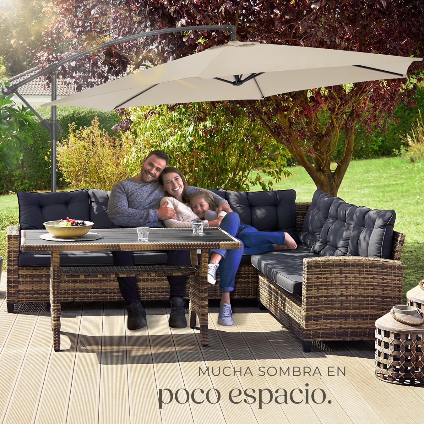 TecTake® Sombrilla, Protección UV, Inclinación Ajustable, Parasol Jardin, Sombrilla Terraza Exterior, Funda Protectora, Ventilación Superior - 3,5m