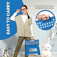 Vista 5 de Utopia Home Taburete plegable con asa, taburete plegable antideslizante de 9 pulgadas, soporta hasta 300 libras, taburete de plástico resistente Azul