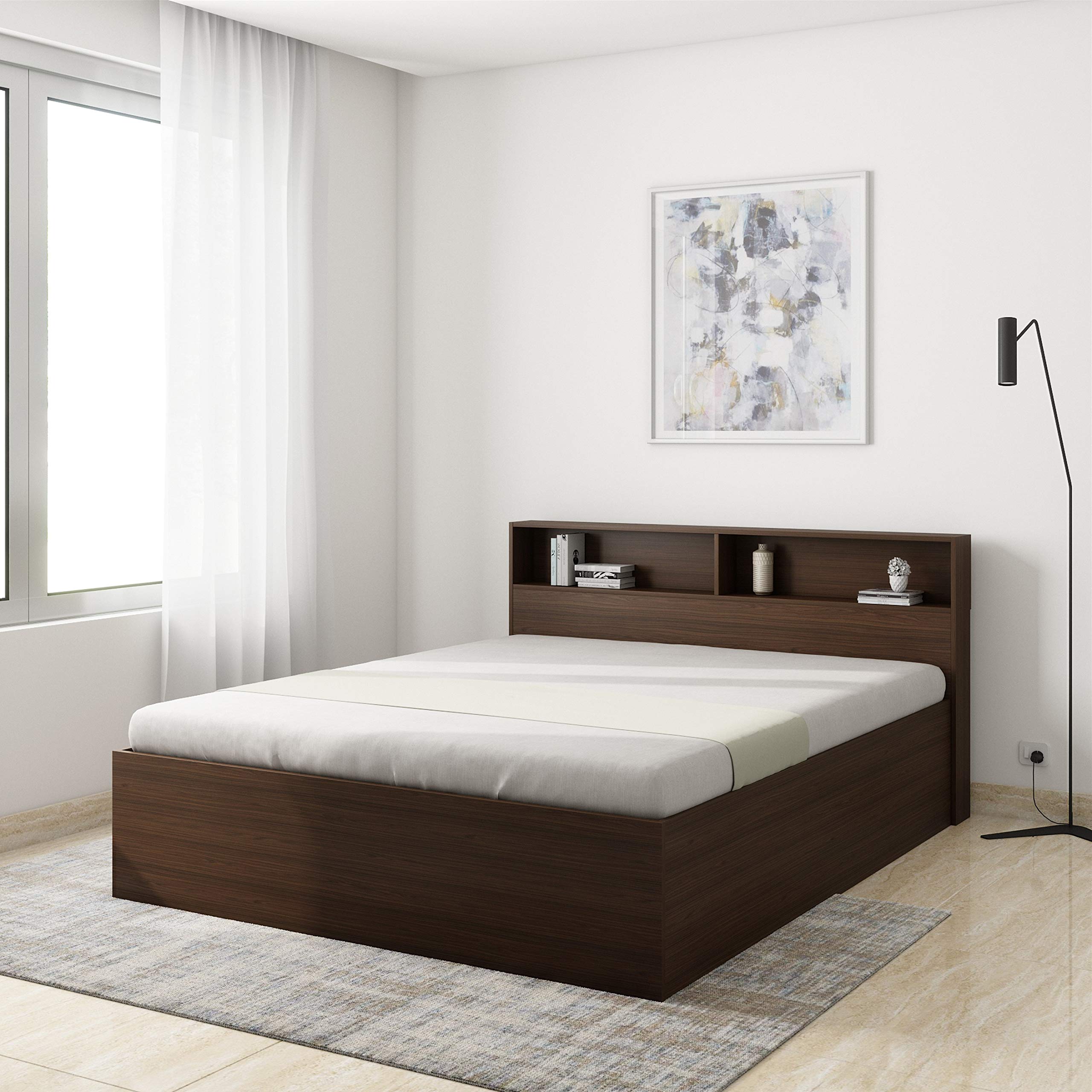 Amazon Brand - Solimo Neptune Queen Engineered Wood Regular Bed with Storage (Walnut Finish) (B07RHB7HVR) Amazon Price History, Amazon Price Tracker