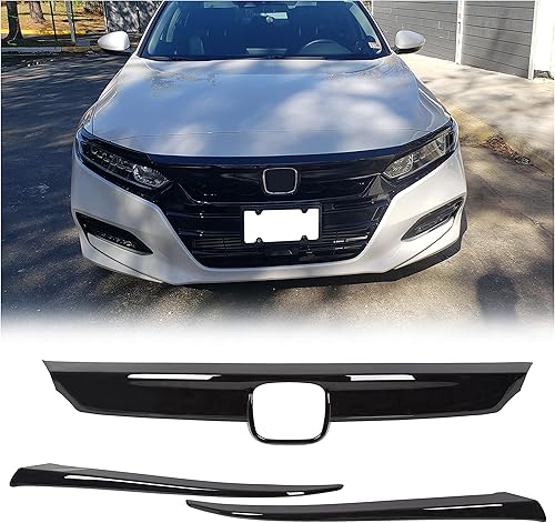KUAFU Juego de cubiertas de rejilla delantera compatible con Honda 10th Accord Sedan 4DR 2018-2020 con cubierta de párpado y moldura de parrilla
