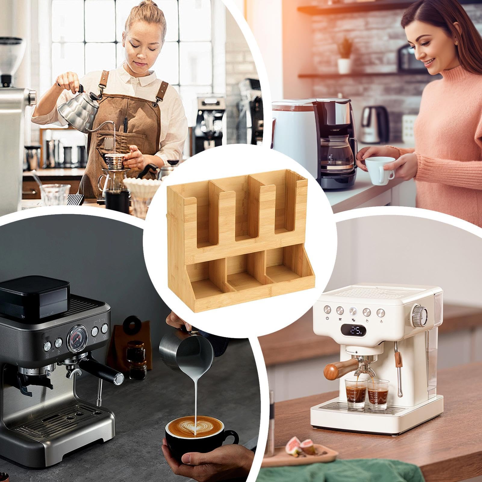 Kaffee-Organizer-Station Kaffeebecher und Gewürz Organizer | Rustikale Holz Küchen Arbeitsplatten Organizer für Kaffeezubehör Gewürze Rührstab Teebeutel Snacks