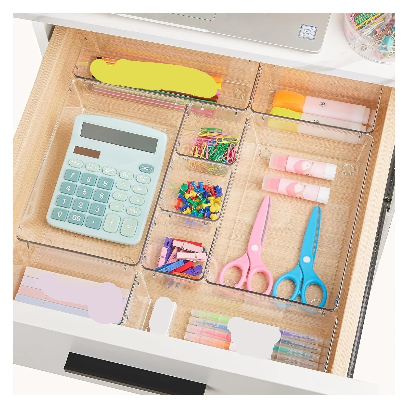 Generico Set di cassetti in plastica trasparente da 16 pezzi, contenitori for armadietti, bagno, cucina, camera letto, ufficio(25JTCTH)