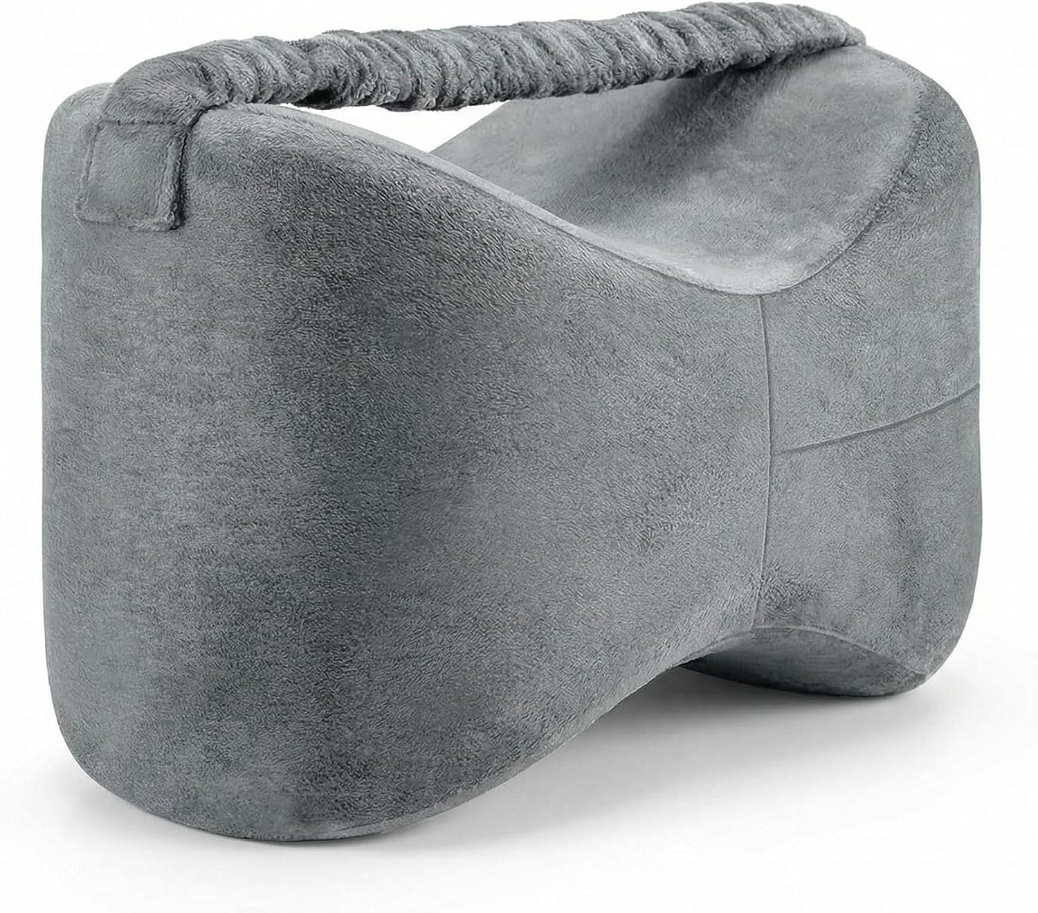 Memory Foam Knee Pillow for Side Sleepers with Adjustable Strap, Grey | Ergonomic Curved Leg Positioner Pillow for Hip, Back, Spine Support, Relief Leg & Knee Pressure