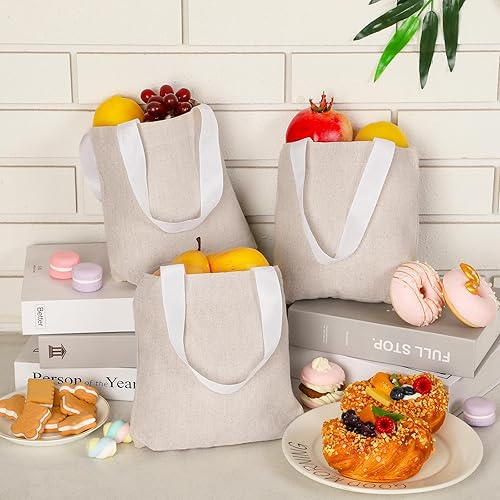 Miniatura 4 de Sadnyy Mini bolsa de lona en blanco a granel, bolsas de regalo para manualidades, regalos de fiesta para niños, 8 x 8 pulgadas