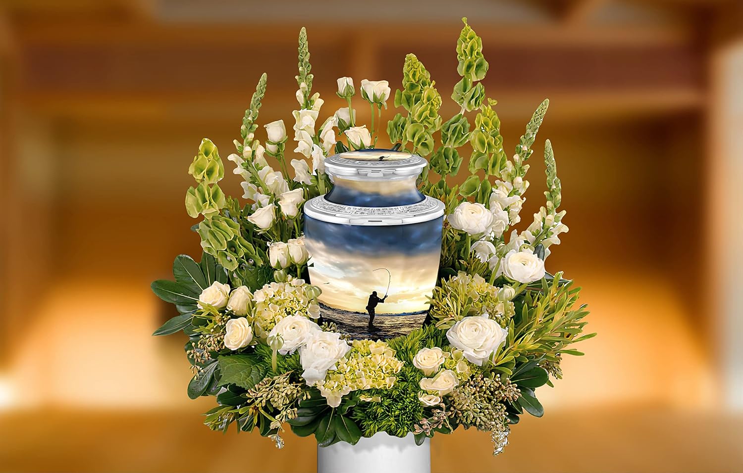 Personalized Medallion Fisherman Fishing Cremation Urns for Adult Ashes Male (Gone Fishing in Heaven No Medallion, Adult Urn, Gone Fishing in Heaven No Medallion - Image 5